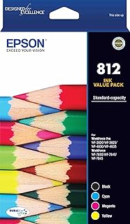 Epson 812 - Std Capacity DURABrite Ultra - Ink Cartridge Value Pack for WF-3820, WF-3825, WF-4830, WF-4835, WF-7830, WF-78...