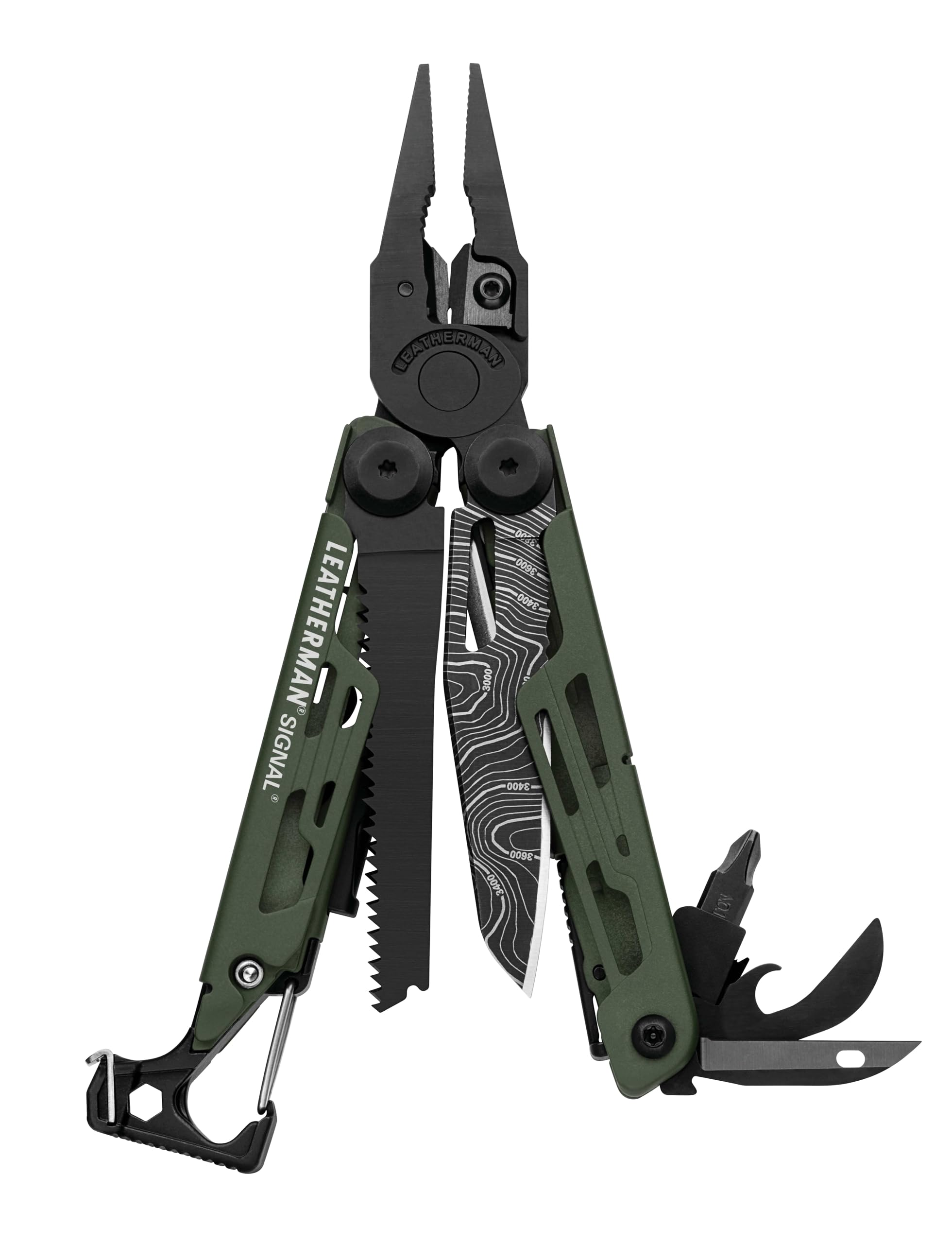 Leatherman Signal Multiherramienta - 19 Herramientas Para Camping y Supervivencia, Verde