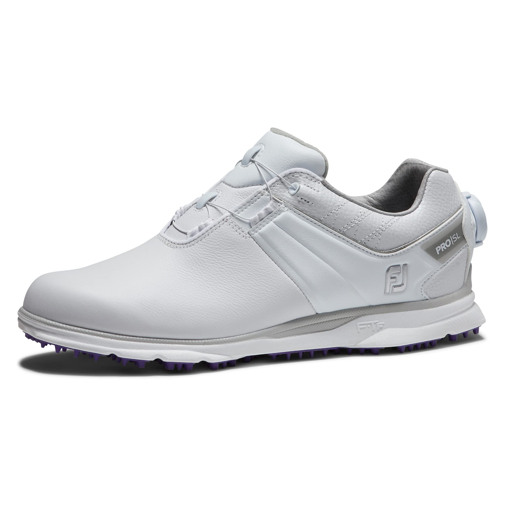 FootJoy Women's Pro|SL Boa Golf Shoe, White/White/Purple, 9.5