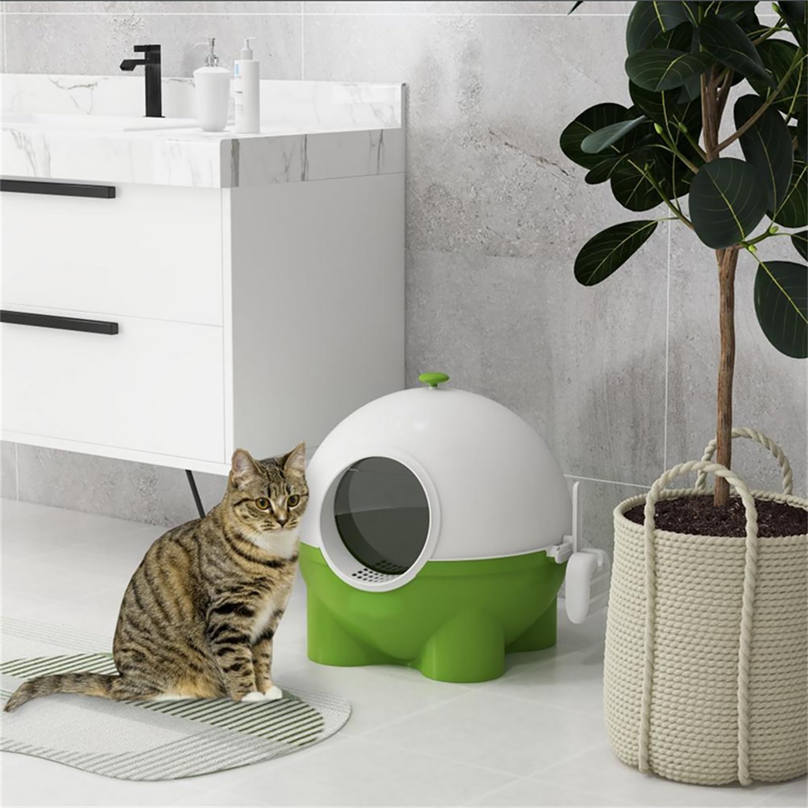 Grande lettiera per gatti chiusa, per una facile pulizia, design staccabile, adatta per gattini, gatti, conigli, articoli da bagno per animali domestici