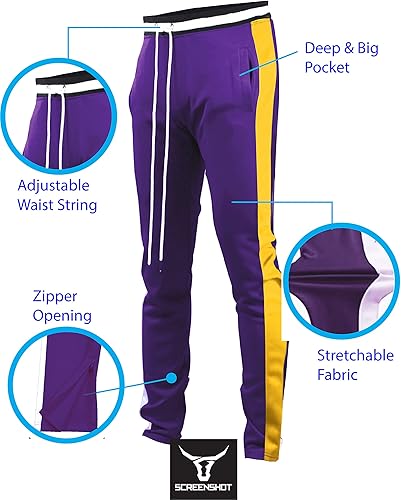 Miniatura 4 de SCREENSHOT - Pantalones de pista S41700 para hombre, ajuste premium, atlético, fitness, estilo de vida, parte inferior clásica