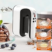 Vista 6 de Batidora de mano digital de 9 velocidades, potente motor de CC de 400 W, batidora de mano eléctrica de mano con estuche de almacenamiento a presión