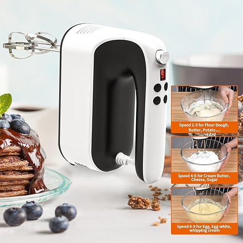 Miniatura 88 de Batidora de mano digital de 9 velocidades, potente motor de CC de 400 W, batidora de mano para hornear con estuche de almacenamiento a presión, 5