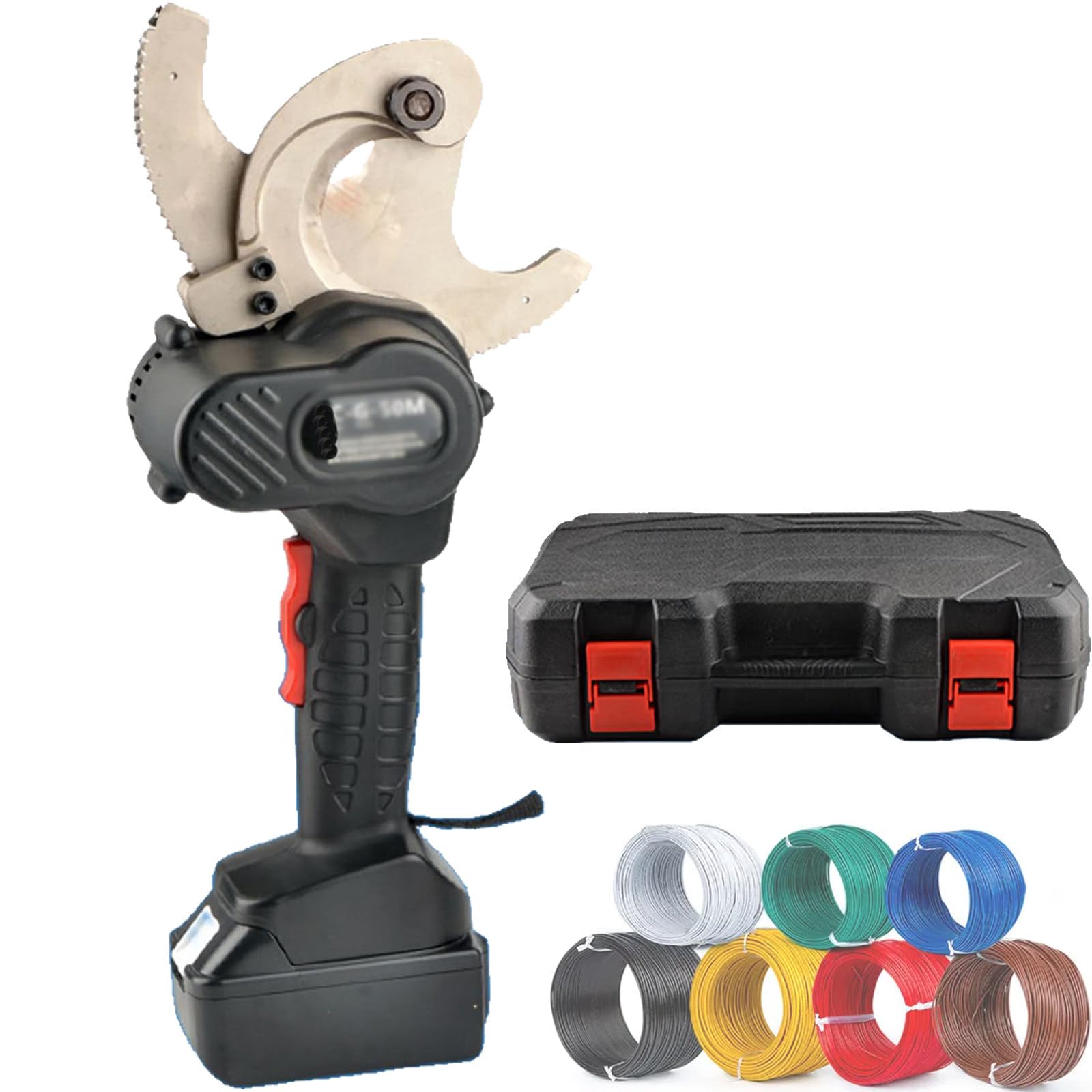 Elektryczny przecinak do kabli z grzechotką, ze szczotką do czyszczenia, hydrauliczne narzędzie do cięcia drutu, do kabli miedzianych i aluminiowych - przecinak do kabli, Ec-65M, 75 m