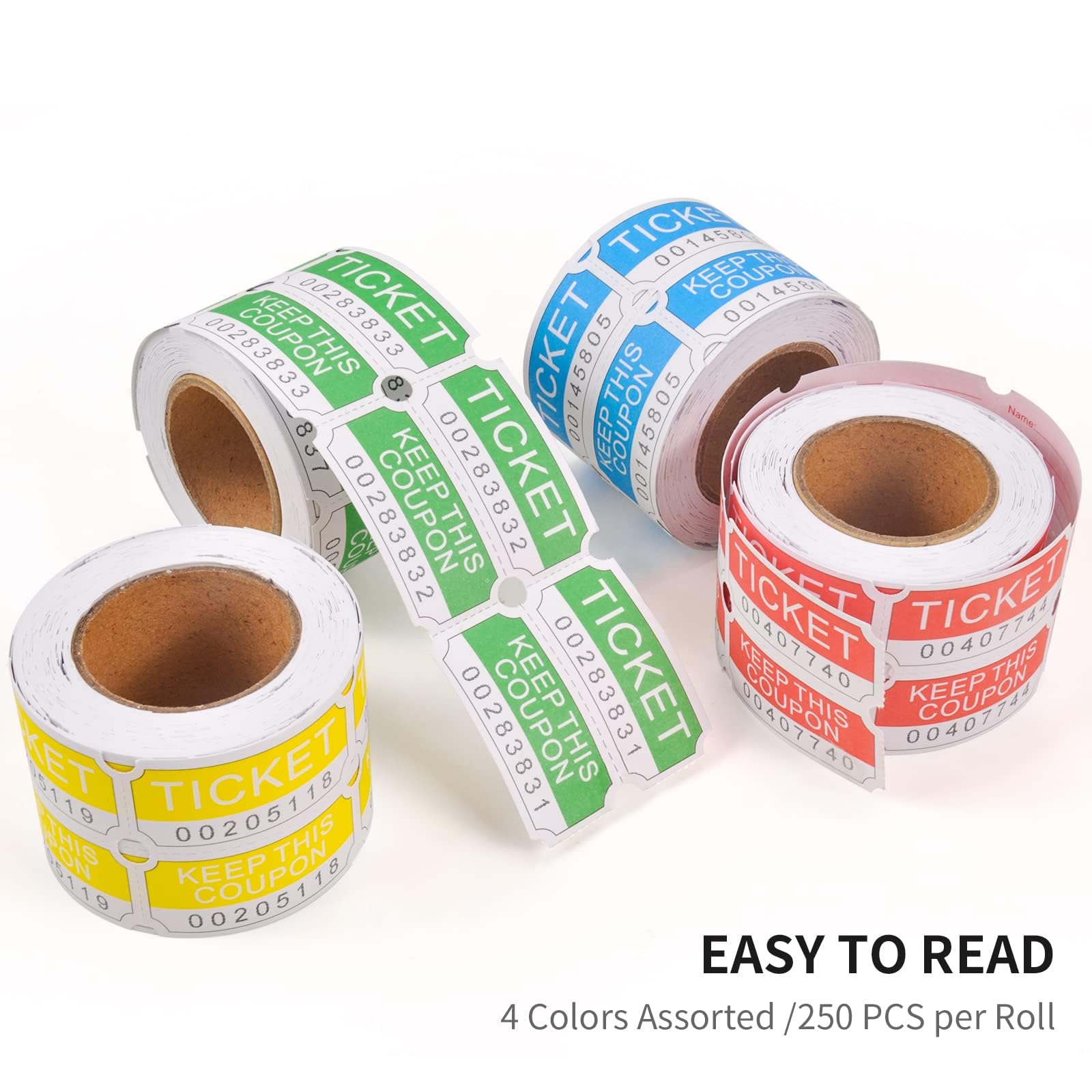 Snapklik.com : L LIKED 1000 Pairs Raffle Tickets Double Rolls,4 Vibrant ...