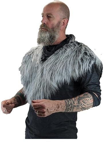 Adults Grey Faux Fur Viking Chest Plate Medival Pagan Warrior