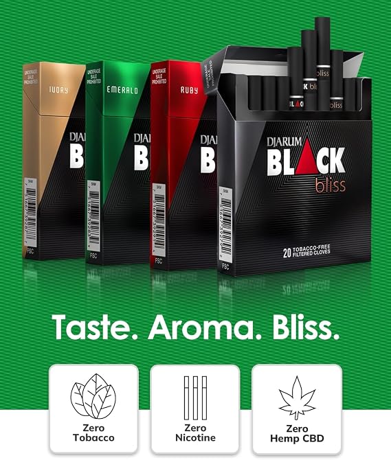 Djarum Black Bliss Clove Variety Pack - 20 Cloves in 4 Unique Flavors, 80 Total (Frugal Smoker Sticker Included)