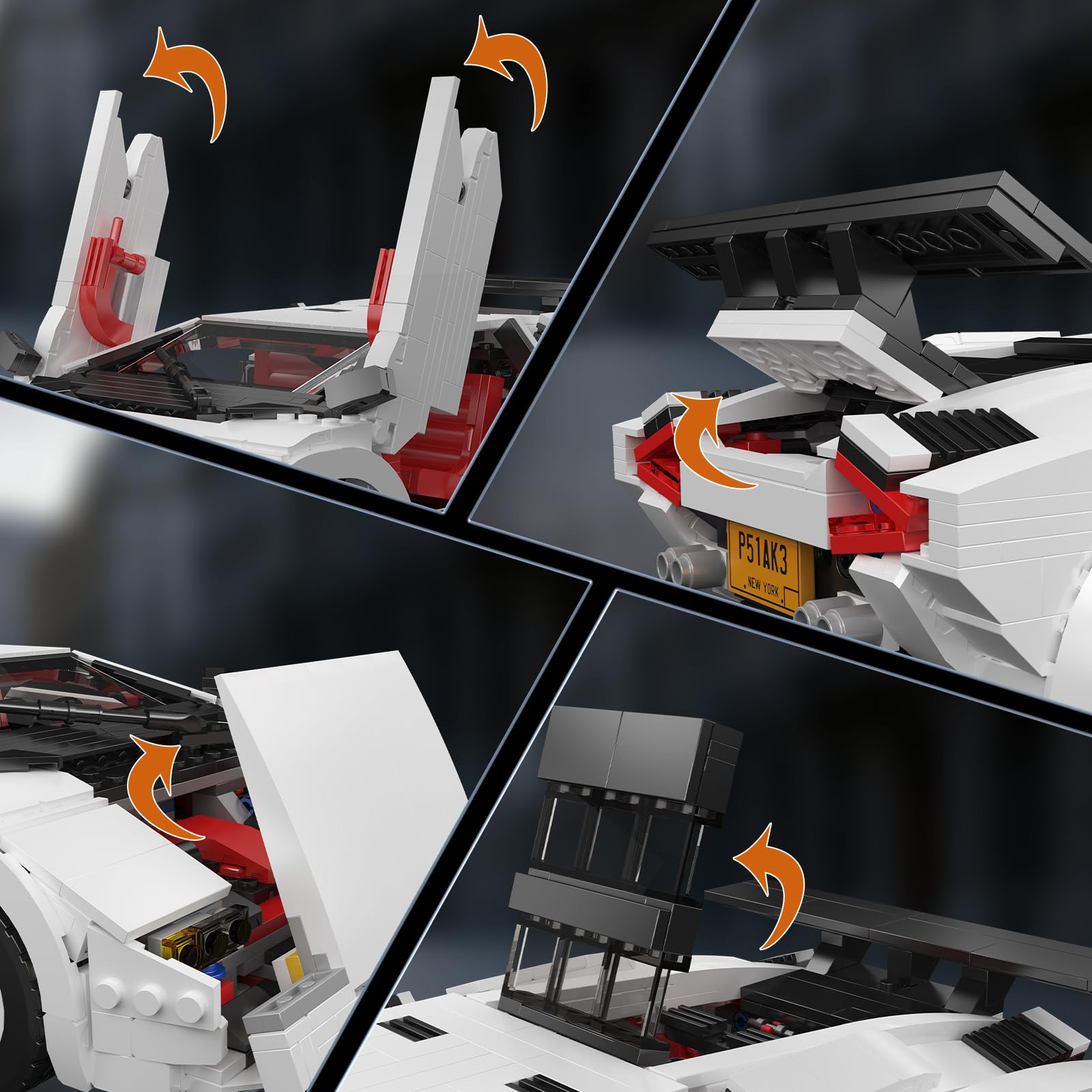 Mould King 10045 Modelo de bloques de construcción de coche deportivo, 1349 piezas, versión estática de coche, juego de construcción de coches de carreras, bloques de sujeción, juguetes para adultos