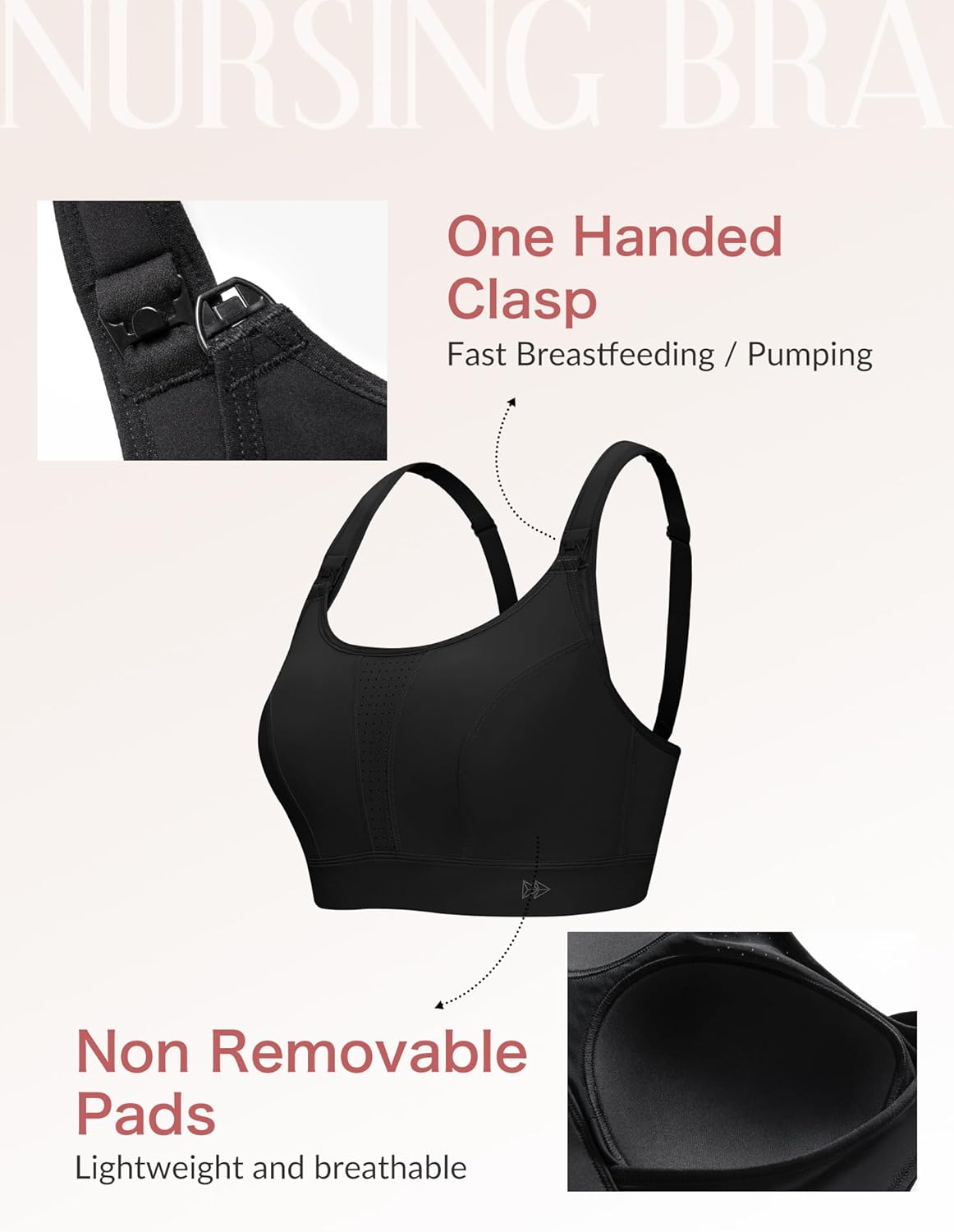 Yvette Nursing Sports Bras for Breastfeeding Supportive Wireless Padded Maternity Bralette for Pregnancy - Image 5