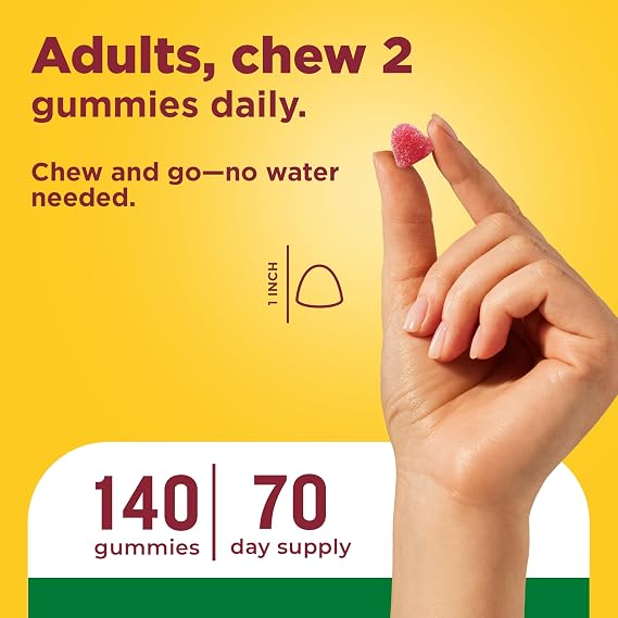 Nature Made Multivitamin + Omega-3, Multivitamin Gummies for Women and Men, Daily Nutritional Support, 140 Adult Gummy Vitamins & Minerals, 70 Day Supply