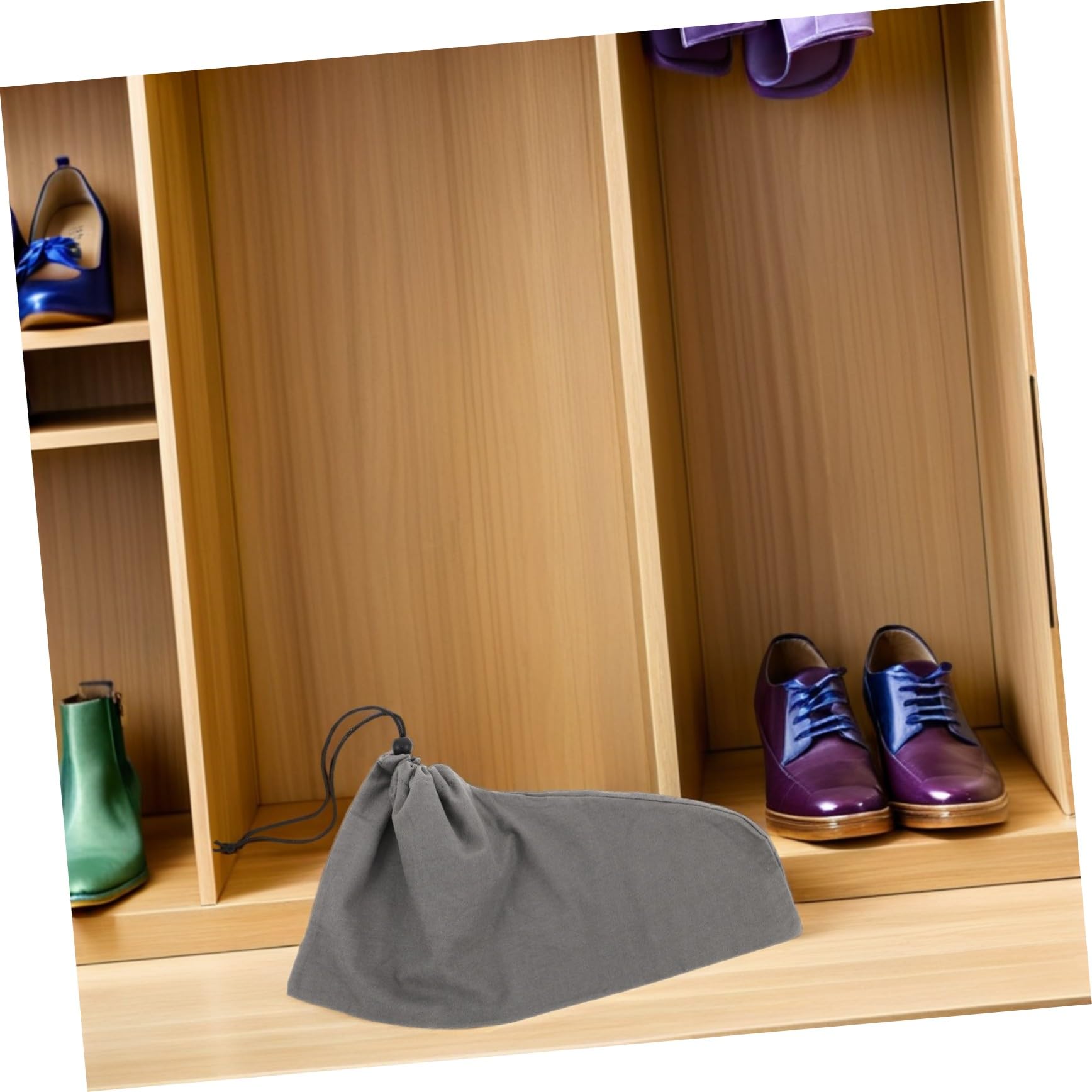 Bolsas para Zapatos de Viaje 6 Piezas, Algodón y Plástico, Gris Oscuro