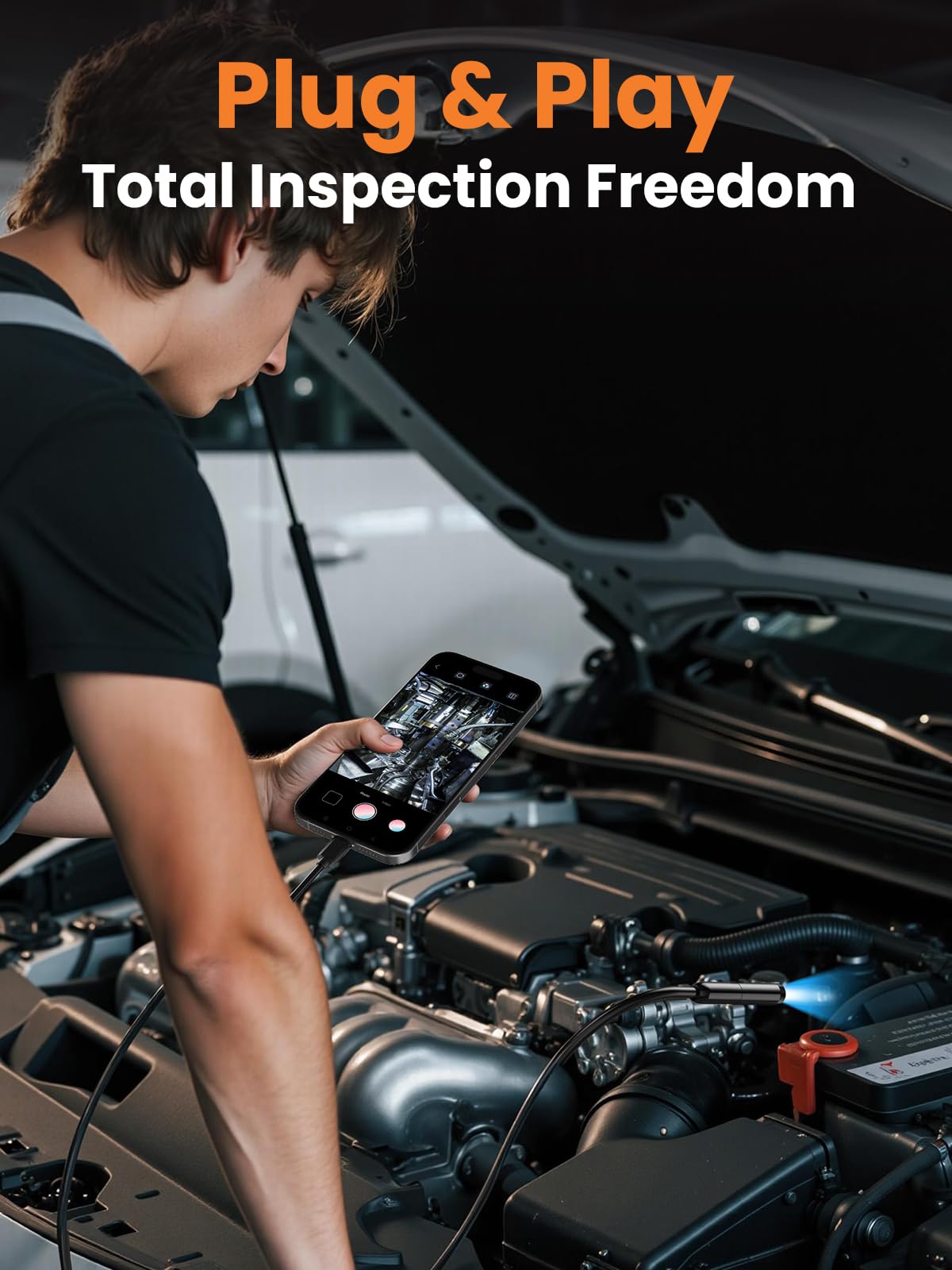 Caméra d'inspection endoscopique, endoscope HD 1920p avec 8 lumières LED, caméra d'inspection serpent semi-rigide de 10 m, IP67 étanche pour homme Gadgets pour iOS et Android