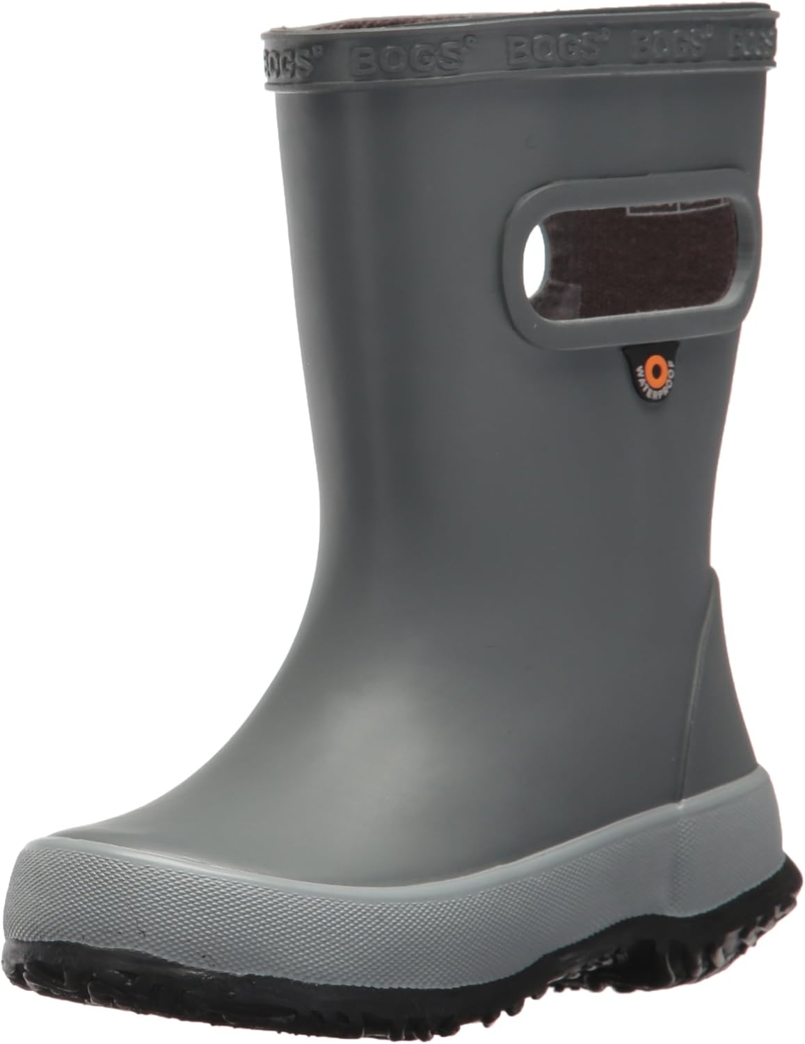 Bogs Kids' Skipper Waterproof Rubber Rain Boot for Boys and Girls,Solid Gray,13 M US Little Kid