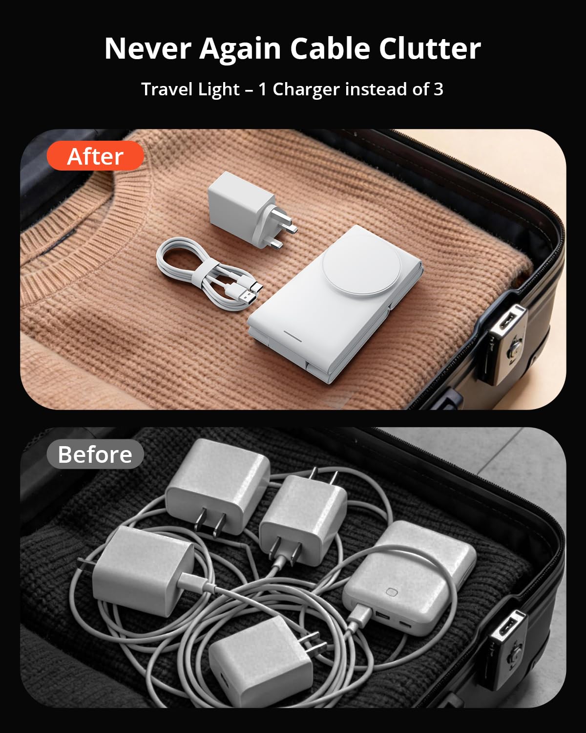 GEEKERA Station de Charge 3-en-1 pour Apple: Chargeur Magnétique pour iPhone Air/17-12, Support Chargeur pour iWatch, Chargeur à Induction Compatible avec MagSafe pour AirPods, Blanc Mat