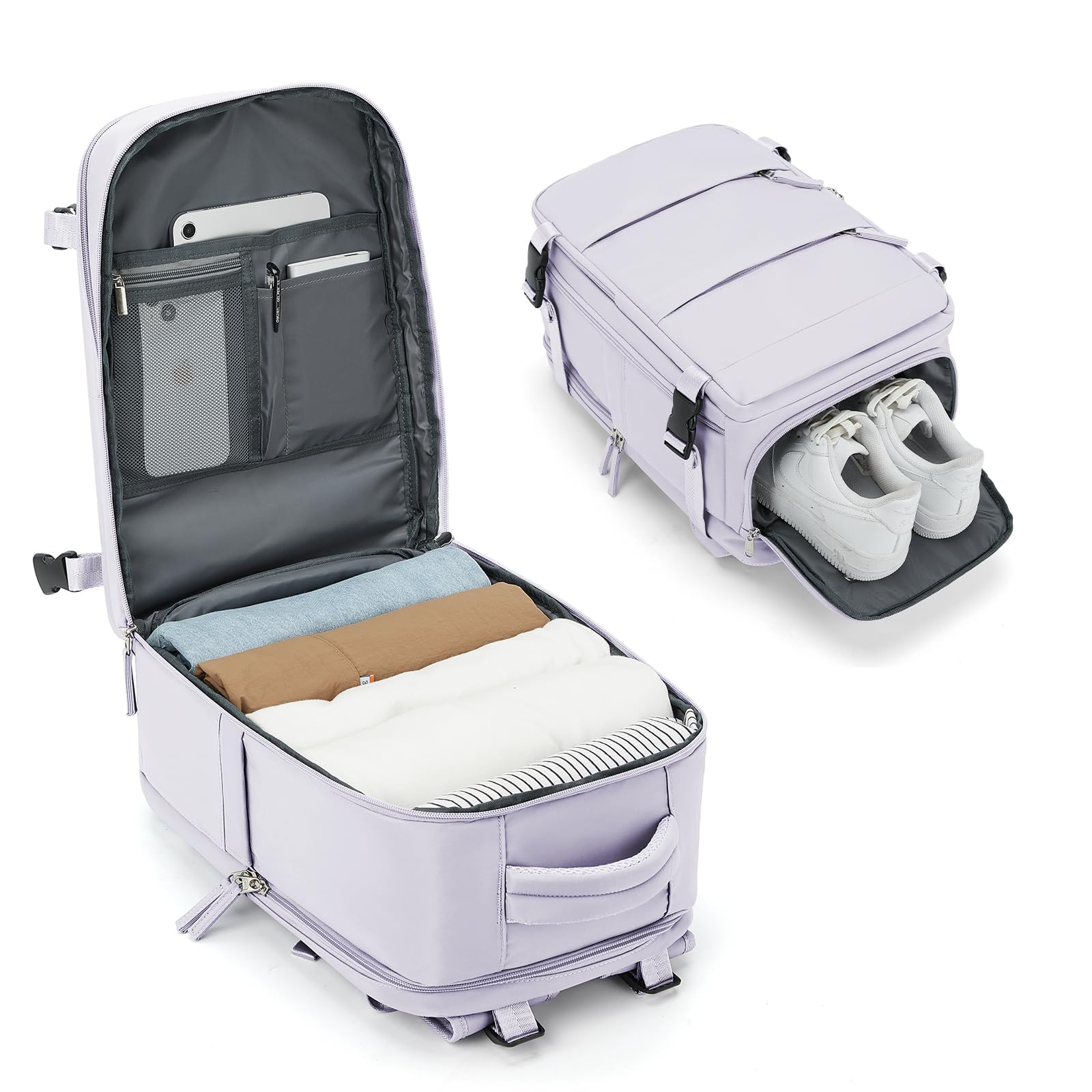 BJLFS Borse da Cabina per Ryanair 40x20x25 Zaino sottovuoto da viaggio Bagaglio a Mano con compressione sottovuoto,Zaino Easyjet 45x36x20,Zaini Casual per laptop da 14 pollici per scuola