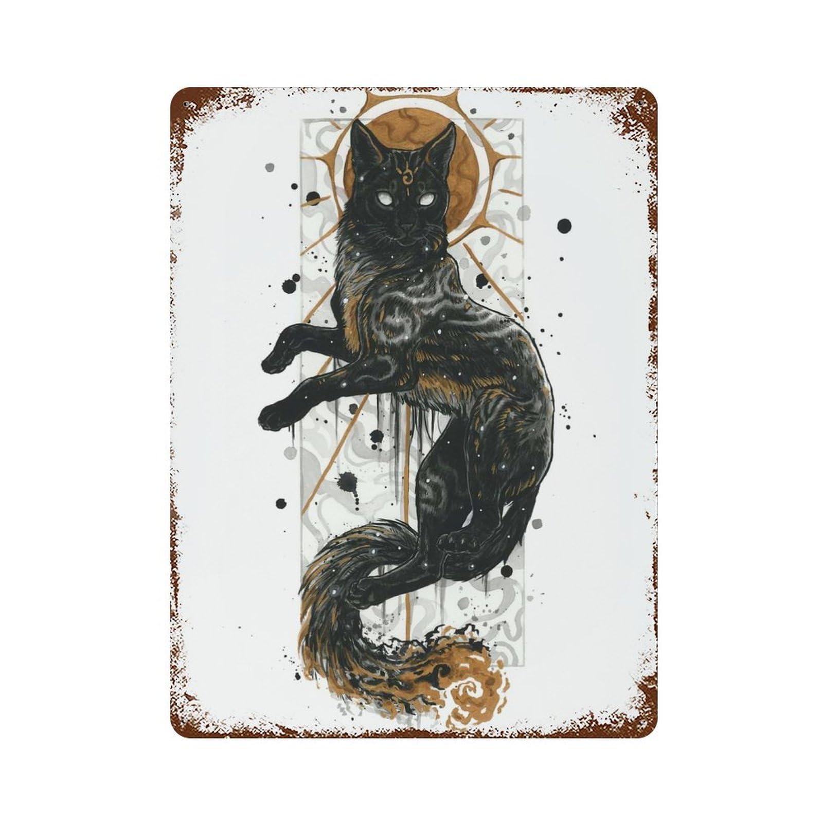 Bakeneko 15.7"x11.8" Vintage Rust Metal Sign, Shabby Chic Decor for Garage, Bar And Workshop Decor