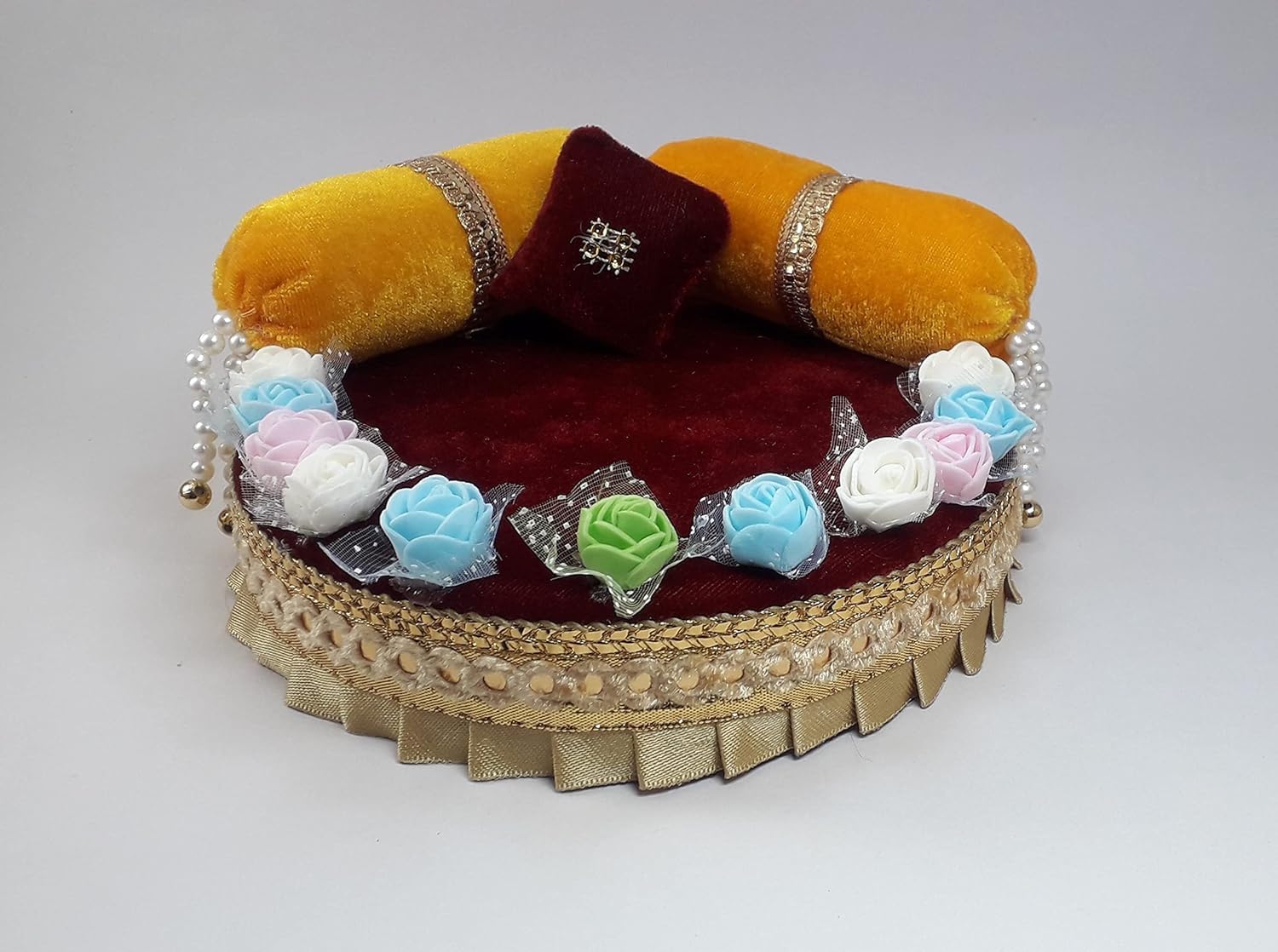 Kanha ji Singhasan trône multicolore Laddu Gopal cadeau spirituel idéal Janmashtami