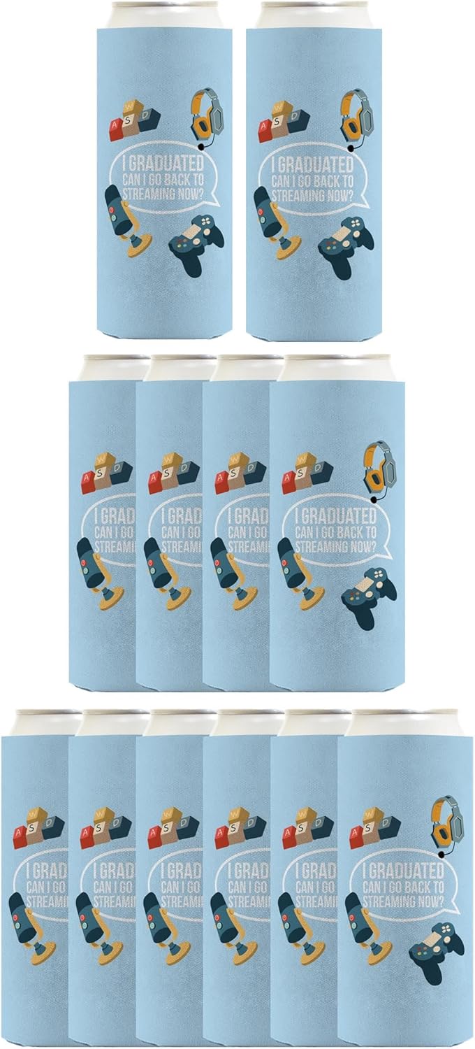 High School Senior Party Favors I Graduated Can I Go Back To Streaming Now 12-Pack Ultra Slim Can Thermocoolers