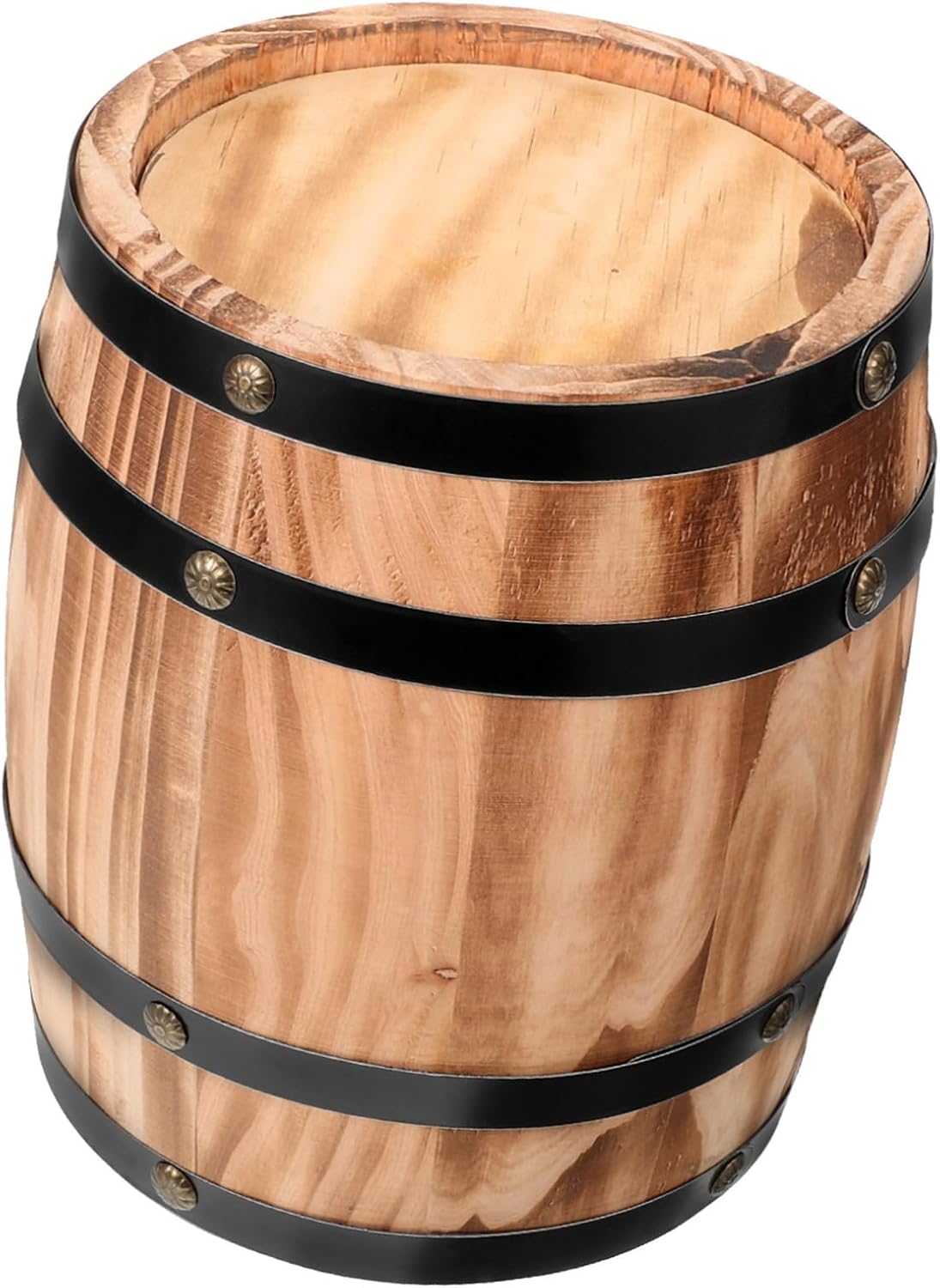 GARVALON Handcrafted Oak Barrel Ornament Beer Barrel Decoration Wood Craft for DIY