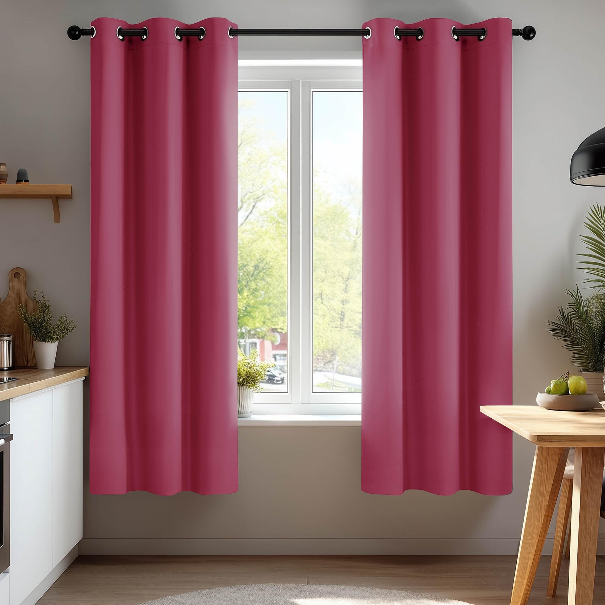 Deconovo Blackout Curtains Eyelet Thermal Curtains 42"x95" Fushcia 2 Panels โ image 1