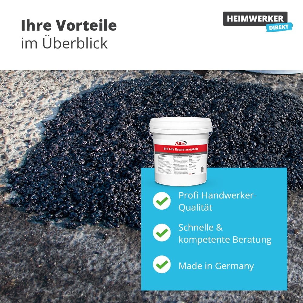 3x Alfa Reparaturasphalt 25 kg Kaltasphalt – Asphalt – Reparatur – Profi | Profi Qualität – Reparaturasphalt Körnung 0–5 mm für Beton und Bitumen, sofort befahrbar und bei jeder Witterung einsetzbar