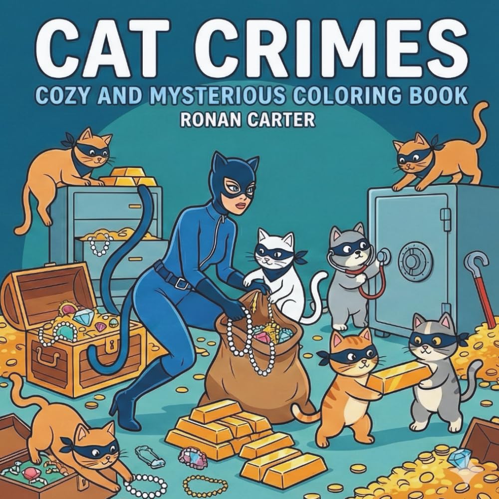 Cat Crimes: Cozy and Mysterious Coloring Book Featuring Playful Cat “Crimes” for Adults and Teens — Whimsical Scenes, Relaxing Creativity & Stress Relief