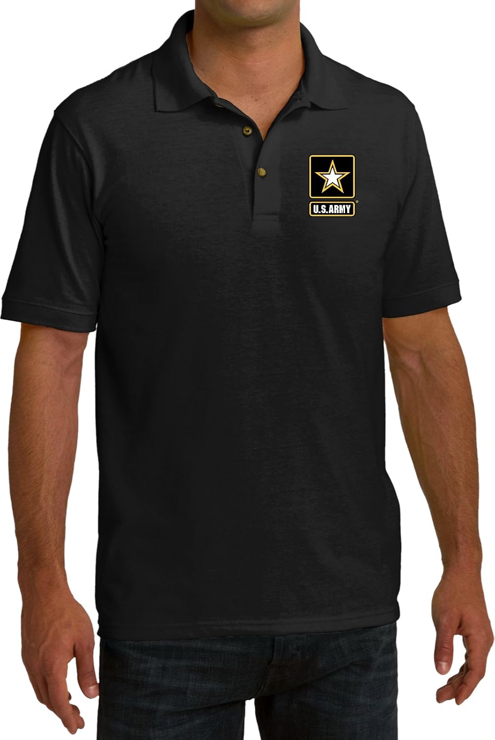 Buy Cool Shirts Mens US Army Pocket Print Pique Polo