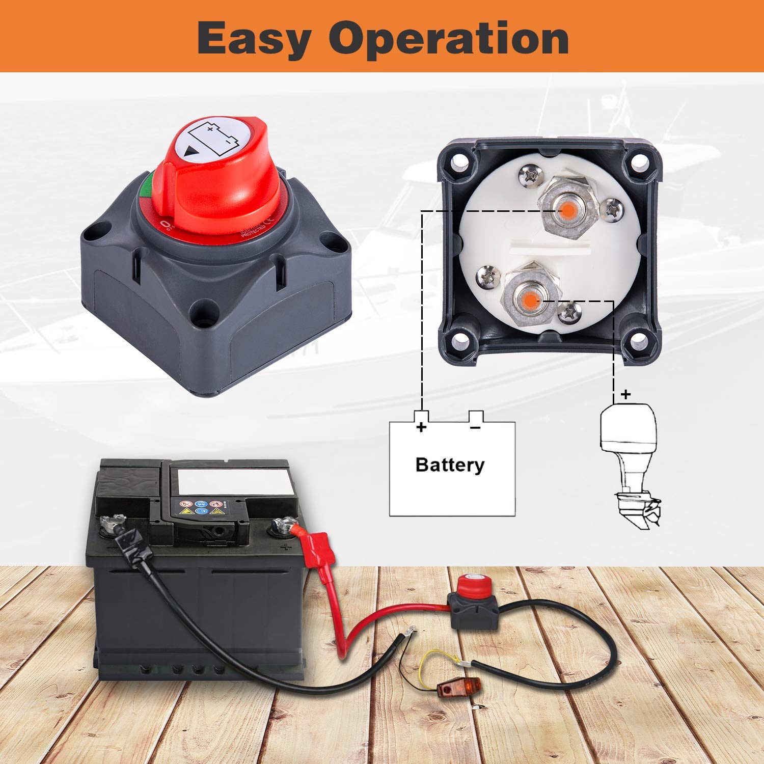 Bundle - 2 Items: Kohree 12-48V Battery Disconnect Switch & 6 Way 12V Blade Fuse Block