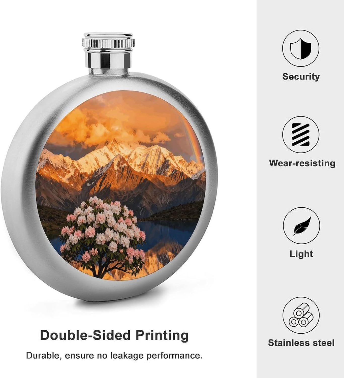 Snow-Capped Mountains And Lakes Stainless Steel Flagon to 5 Oz with Screw Cap,Hip Flask for Men–Whiskey & Liquor Pocket Flask,Alcohol Flagon for Camping Drink Sports Outdoor Wine Bottle