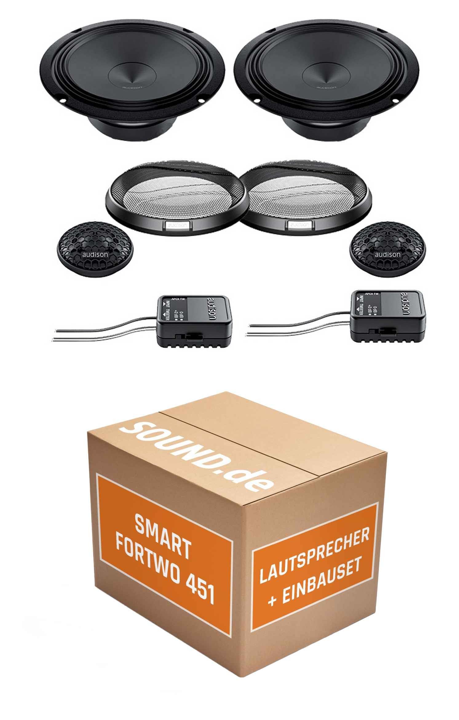 JUST SOUND best choice for caraudio Lautsprecher Boxen Einbaupaket für Audison APK-165 kompatibel mit Smart Fortwo 451 vorne | 2X Tief-Mitteltöner 2X Hochtöner