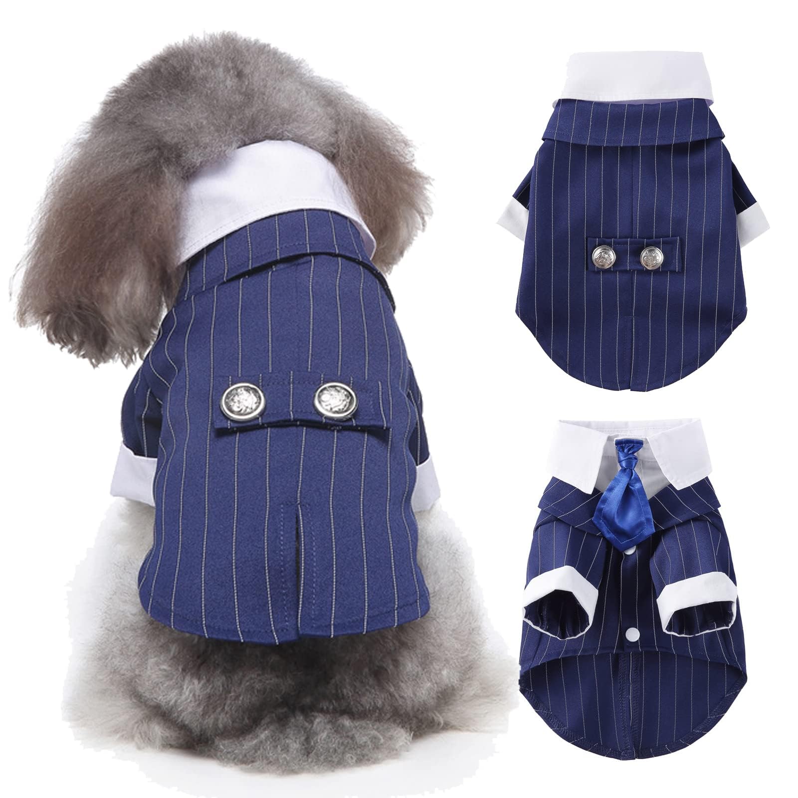 QBLEEV Dog Tuxedo Halloween Costume with Bow Tie, Formal Black Suit & Cat Wedding Outfit, Pet Prince Dress Clothes for Small Medium Large Dogs & Cats