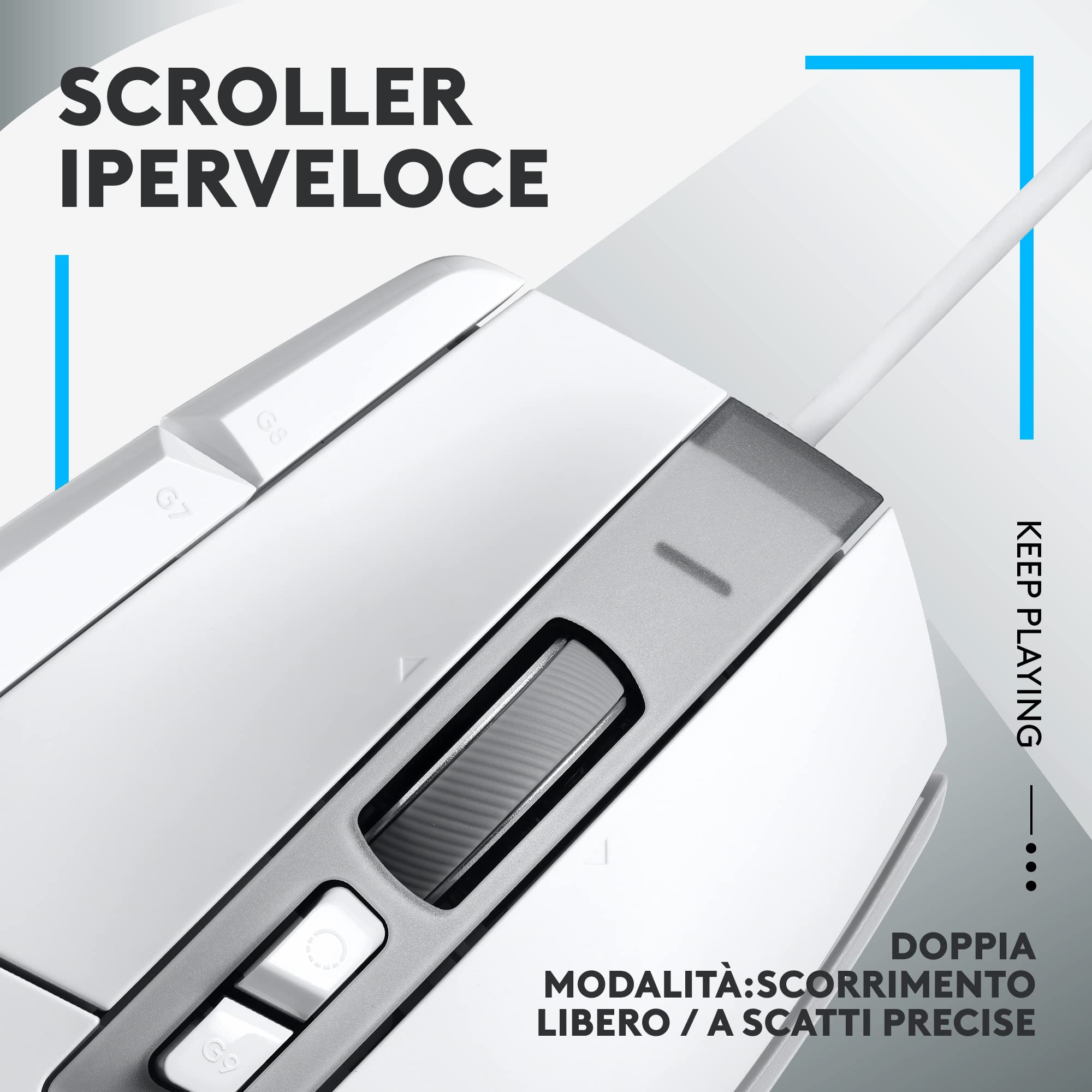 Logitech G G502 X Mouse Gaming Cablato - Switch Principali Ottico-Meccanici Ibridi LIGHTFORCE, Sensore per Gaming HERO 25K, Compatibile con PC - macOS/Windows - Bianco