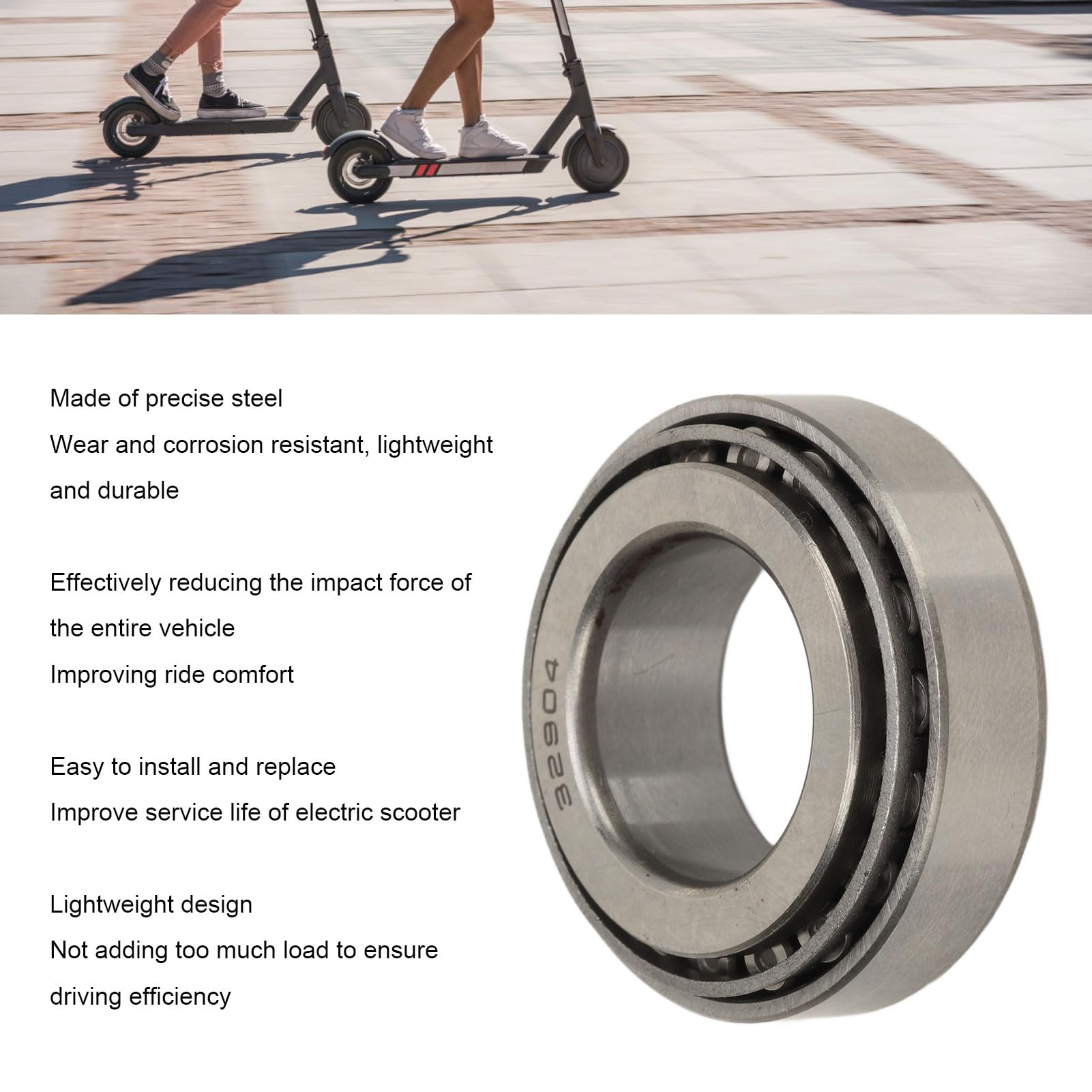 BORDSTRACT Cojinete de dirección, Cuenco de cojinete de horquilla de scooter eléctrico, Cojinete de horquilla delantera de scooter para Smartgyro X2