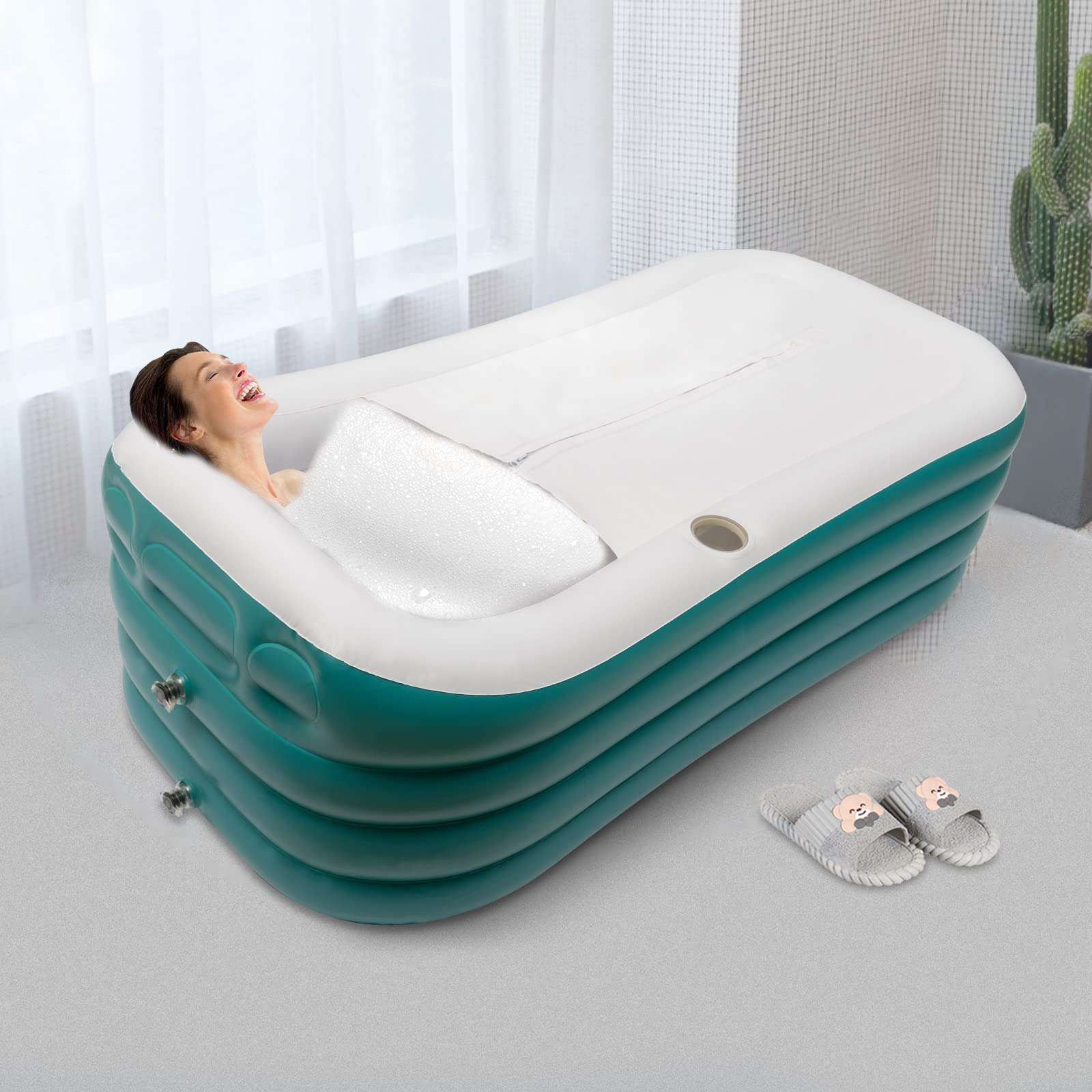 Vasca Gonfiabile Doppia Con Pompa - Portatile Per Adulti