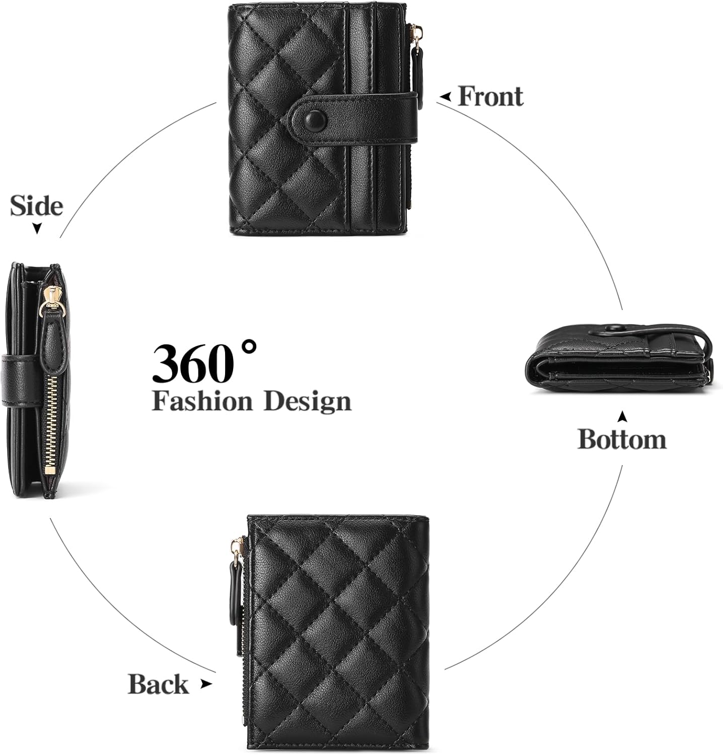 GAEKEAO Small Wallet for Women Slim Bifold Leather RFID Blocking Credit Card Holder Wallets Zipper Pocket Coin Purse with ID Window - Image 4