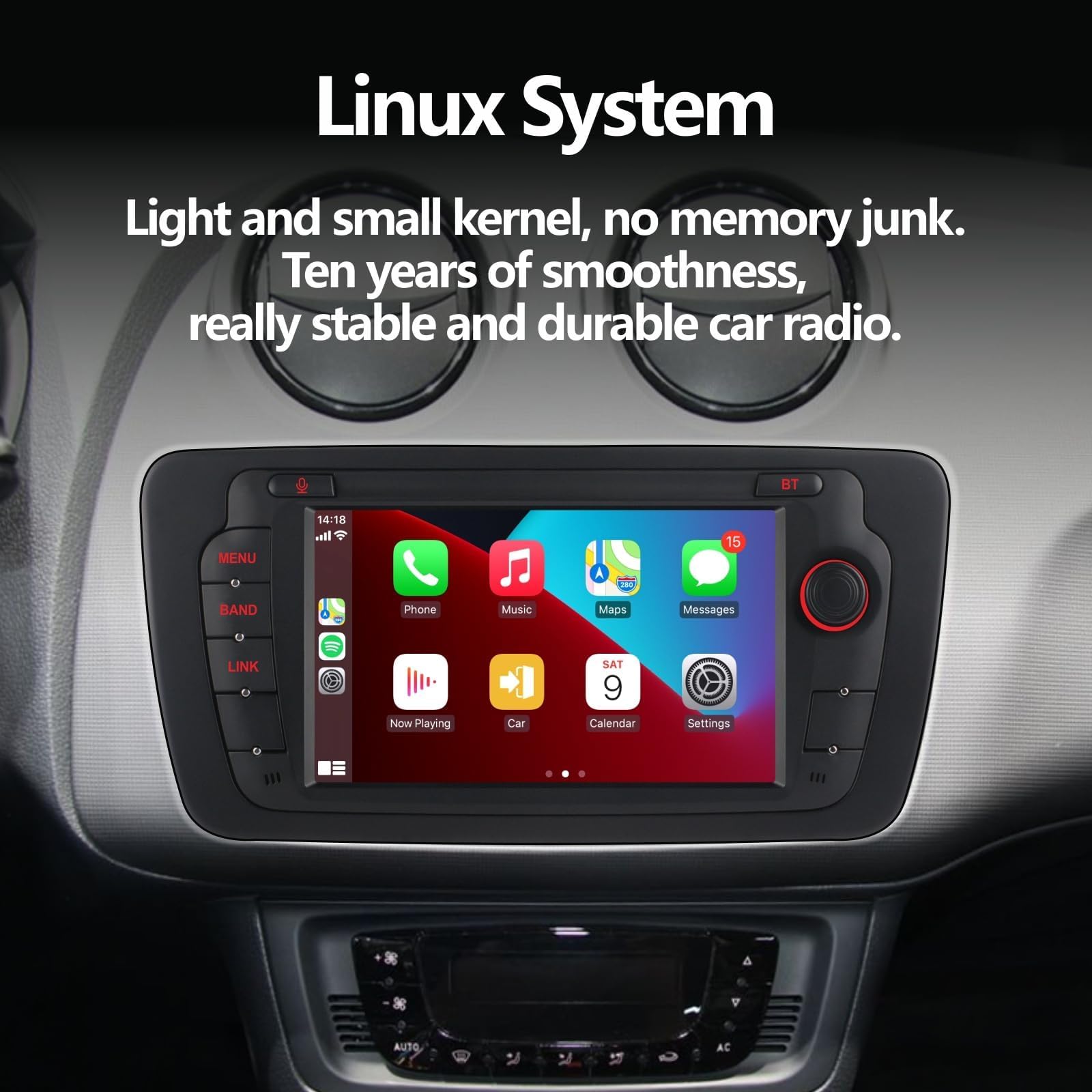 Radio samochodowe do Seat Ibiza z bezprzewodowym CarPlay Android Auto Double din z IPS Bluetooth/FM/AM Radio/USB/wysoka wydajność dla Seat Ibiza 2009-2013