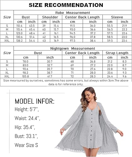 Miniatura 6 de SWOMOG Conjunto de camisón de lactancia y bata de encaje 3 en 1 para mujer, vestido de lactancia con botones de parto y 2 piezas para dormir