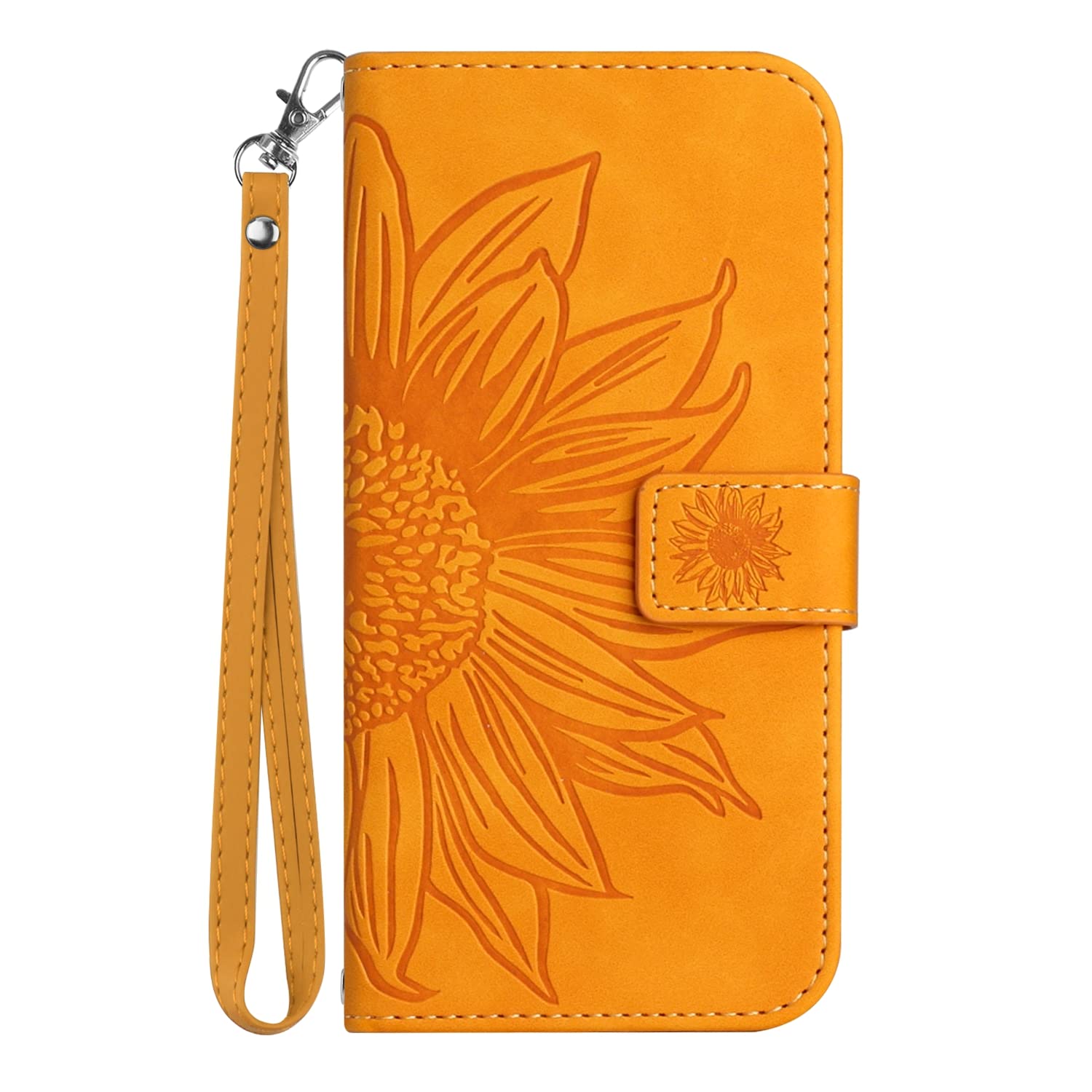 ONV Wallet Case for Samsung Galaxy Note 10 Plus - Sunflower Flip Leather Case with Embossment Card Slot Shockproof Kickstand Magnetic Wrist Cover for Samsung Galaxy Note 10 Plus [HT] -Yellow-