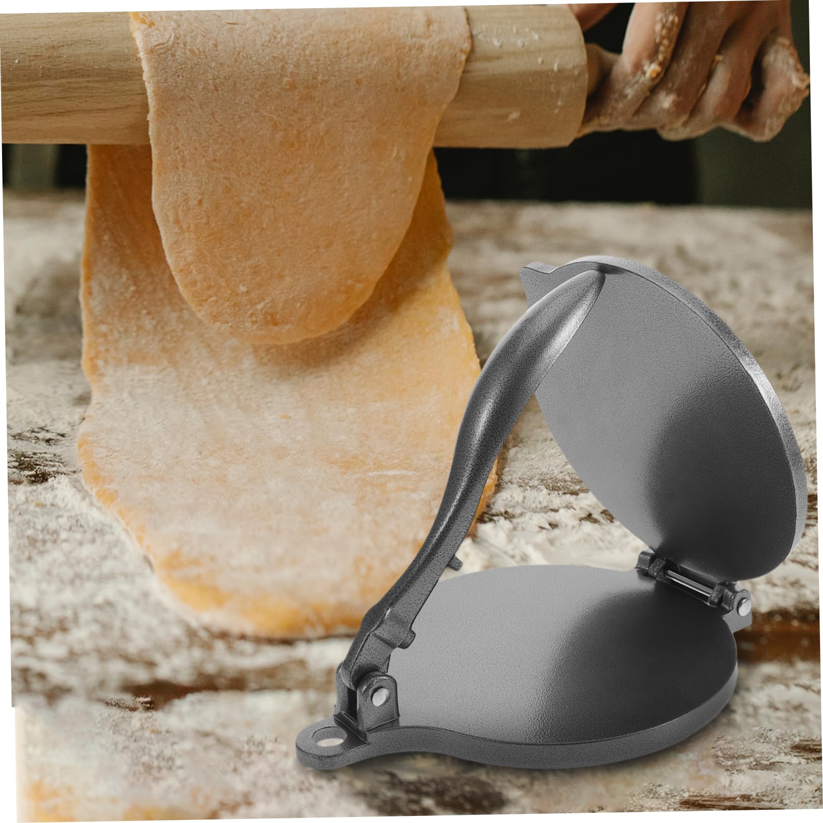 Cabilock Tortillapresse Klappbare Struktur 16,5cm aus Aluminiumlegierung Schwarz für Küche und Teig für Tortilla und Mehltortilla