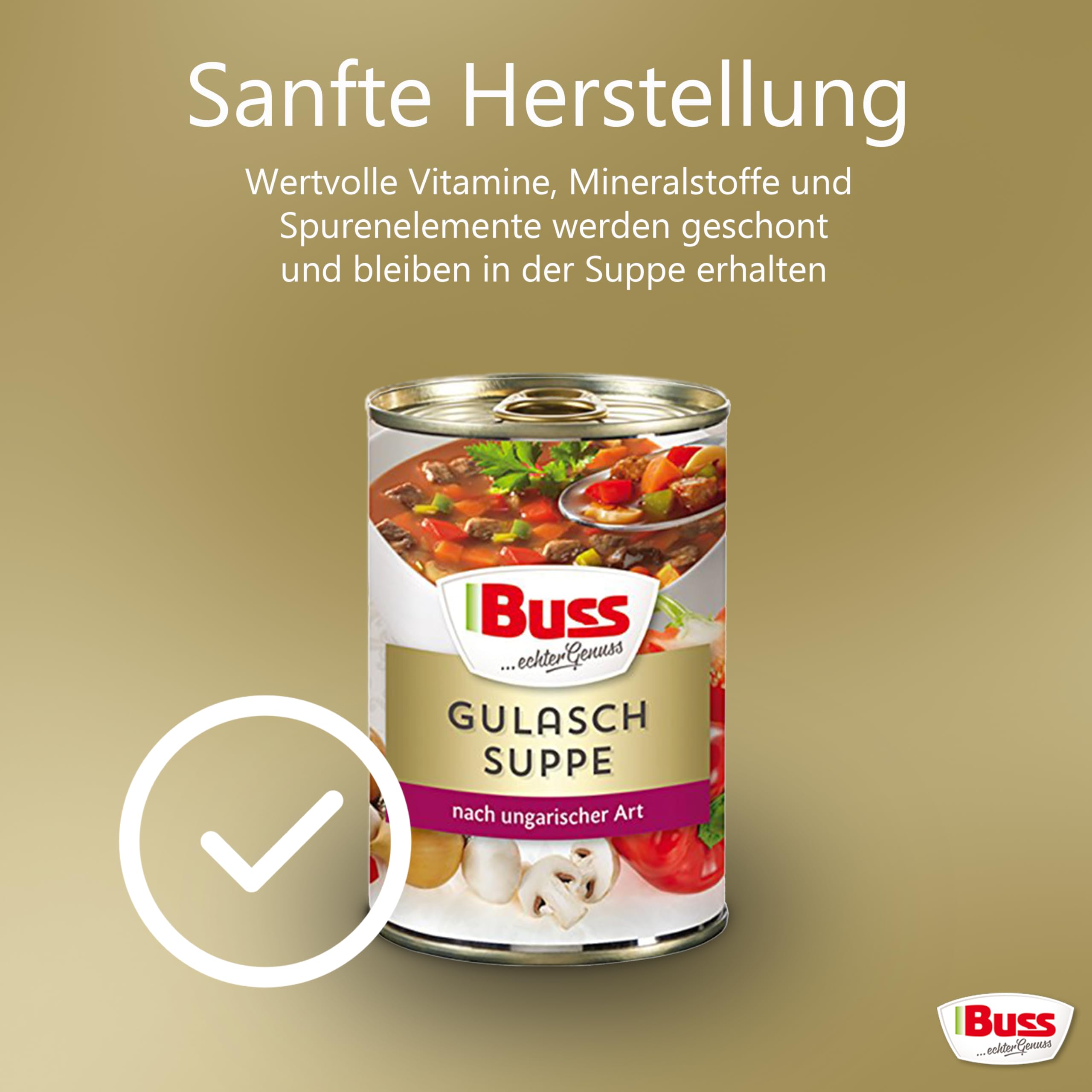 Buss Klassische Suppen - Herzhafte Gulaschsuppe mit Rindergulasch, 12x400g