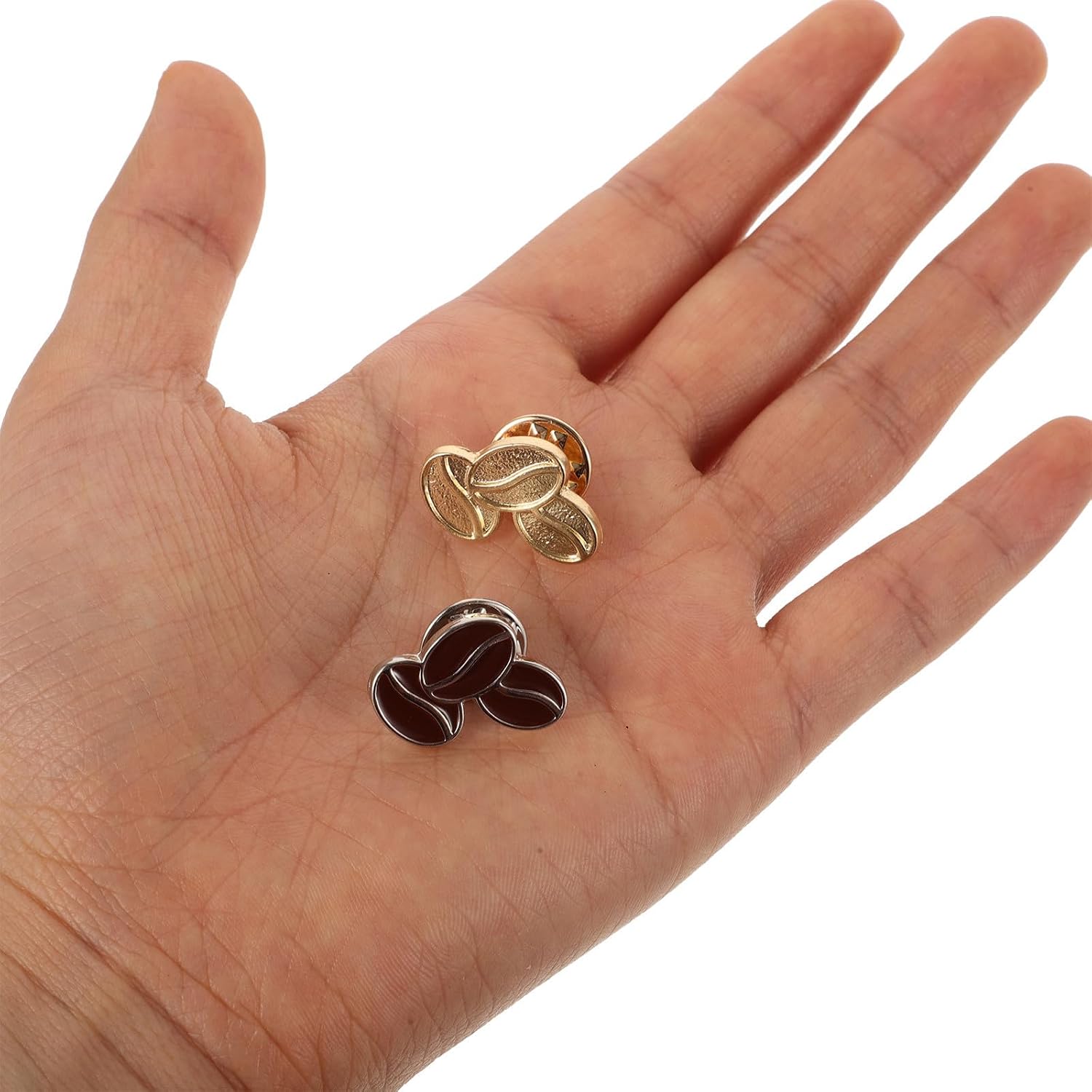 2pcs Coffee Bean Brooch Pin Zinc Alloy Mini Brooch Comfortable to Wear Clothing Decoration Accessory Elegant Style Suitable for Sweaters Jackets and Coats image 4