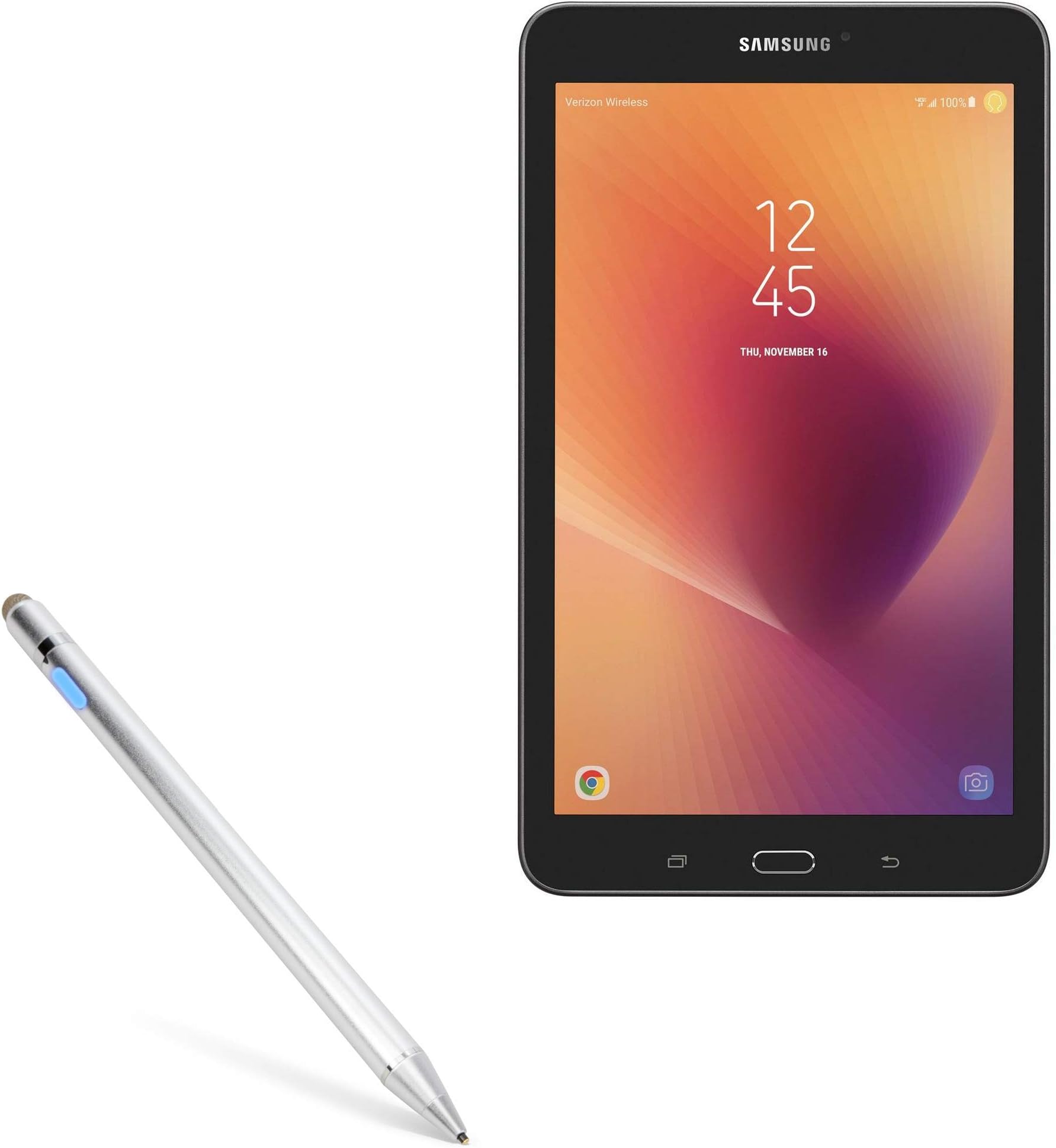 BoxWave Stylus Pen Compatible with Samsung Galaxy Tab E (8.0) - AccuPoint Active Stylus, Electronic Stylus with Ultra Fine Tip for Samsung Galaxy Tab E (8.0) - Metallic Silver