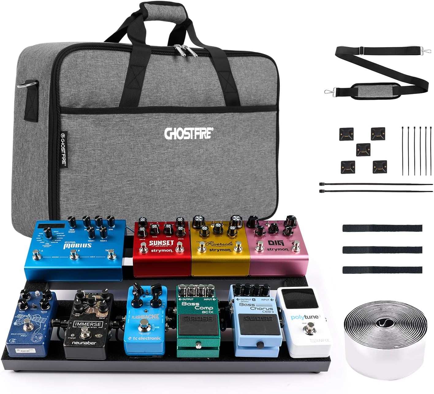 GHOSTFIRE Ghost Fire Guitar Pedal Board Aluminum Alloy 1.76lb Super light Effect Pedalboard 19.8''x11.5'' with Carry Bag,SPL-04