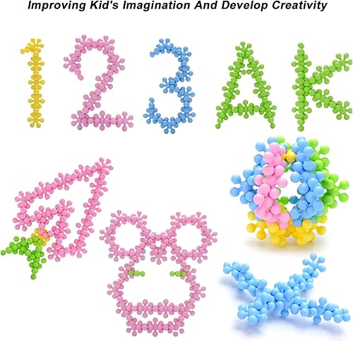 Miniatura 4 de EXBEPE Bloques de construcción entrelazados, 300 piezas, color macarrón, juego STEM para niños, ladrillos de construcción de ciruela, lluvia de