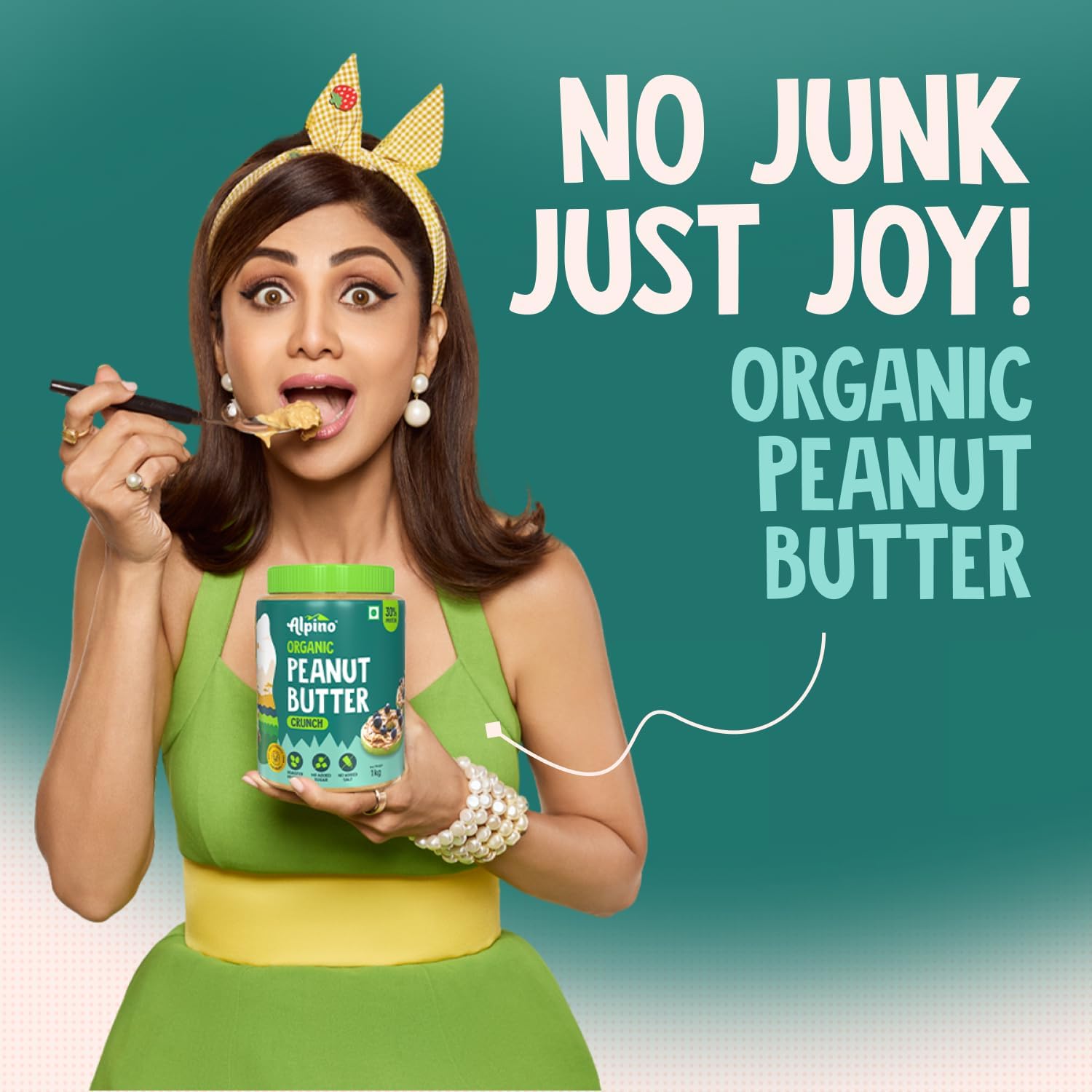 ALPINO Organic Natural Peanut Butter Crunch 1kg - 100% Roasted Organic Peanuts, 30g Protein, No Added Sugar & Salt, Gluten-Free, Plant-Based, Unsweetened | Seen on Shark Tank India