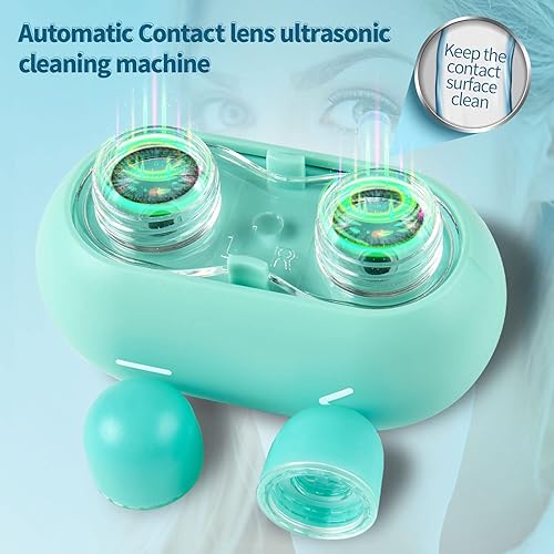 Miniatura 2 de Máquina limpiadora de lentes de contacto, estuche de limpieza de lentes de contacto suaves con luz nocturna, kit de limpieza automática de lentes de