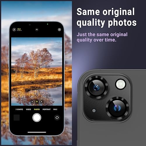 Miniatura 3 de AFARER Paquete de 2 Protector de lente de cámara compatible con iPhone 15 de 6.1 pulgadasiPhone 15 Plus de 6.7 pulgadas, película de lente de metal