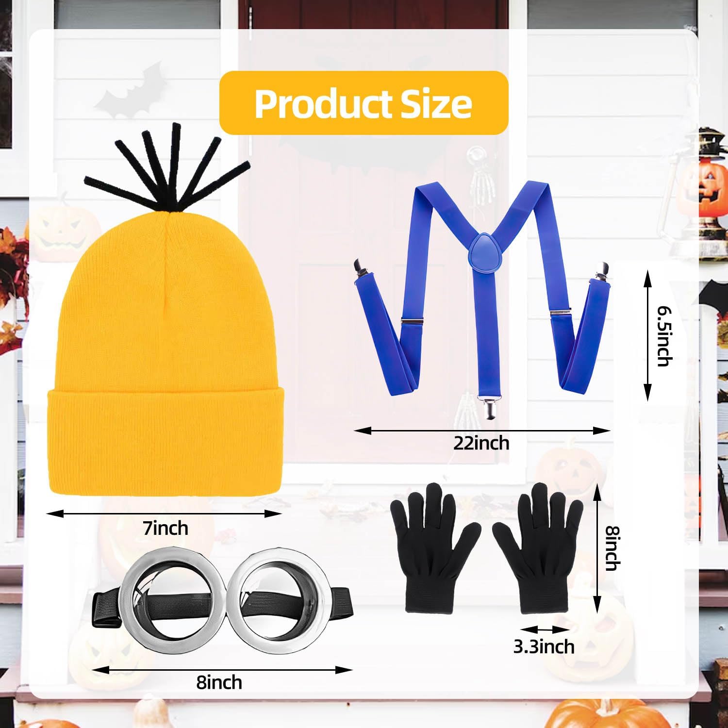 Halloween Costumes for Women Men, Goggles Glasses Yellow Beanie Gloves for Couple Family Cosplay Party Dress Up Accessories - Image 2