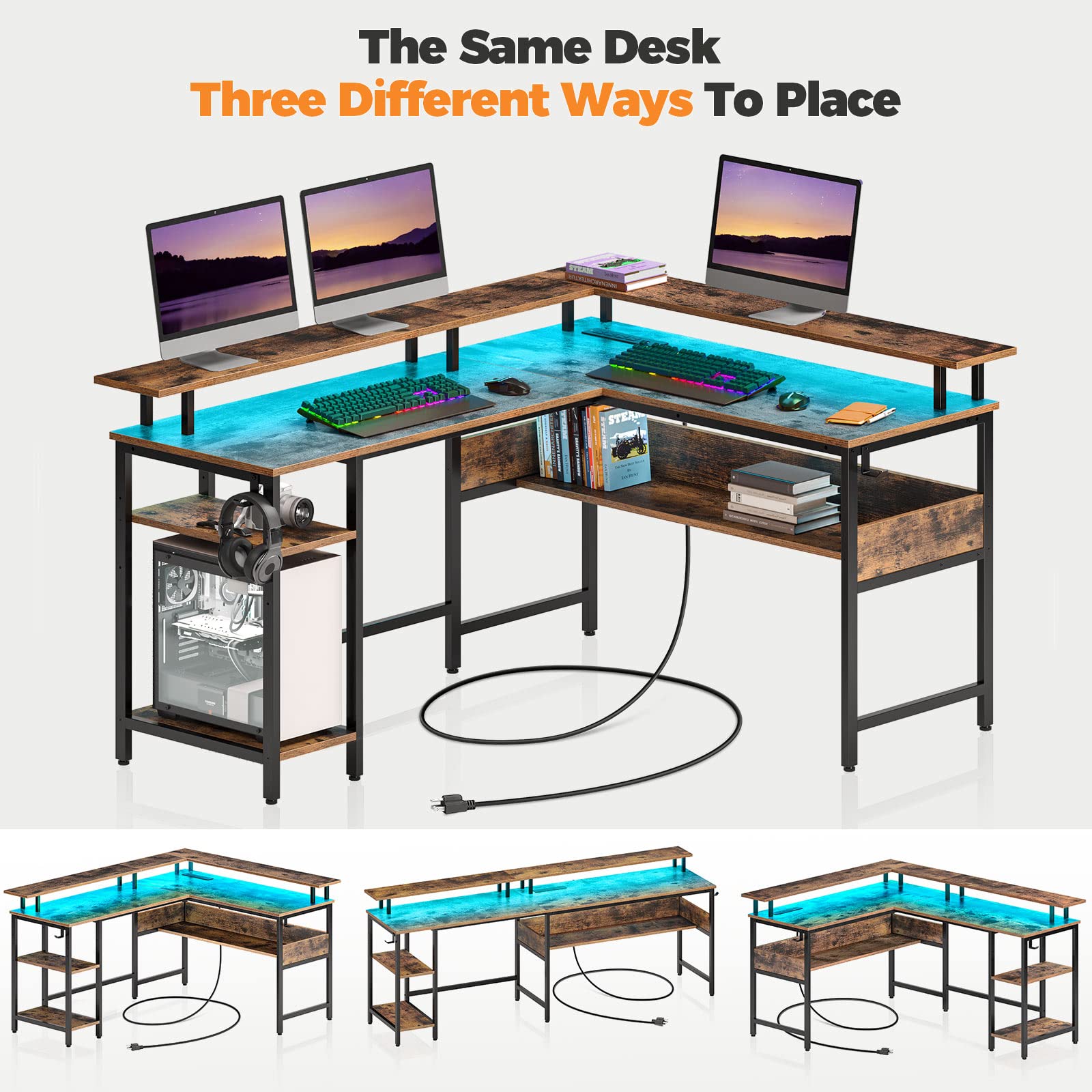 Snapklik.com : Rolanstar Computer Desk L Shaped 59.4