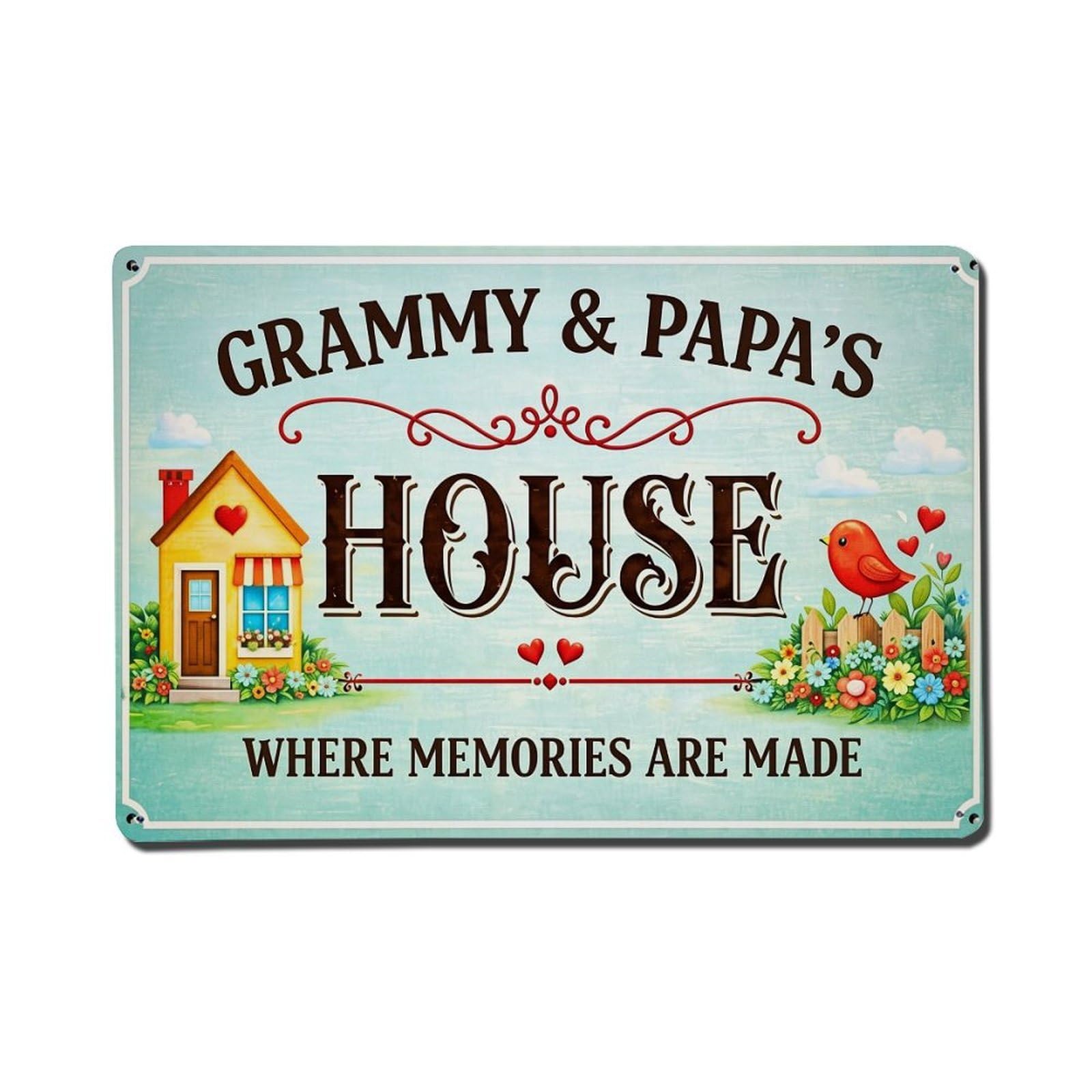 Grammy And Papa's House Sign Tin Sign Metal Poster Vintage Metal Signs for Home Man Cave Bar Cafe Kitchen laundry room Wall Decorations Gift 8x12Inch